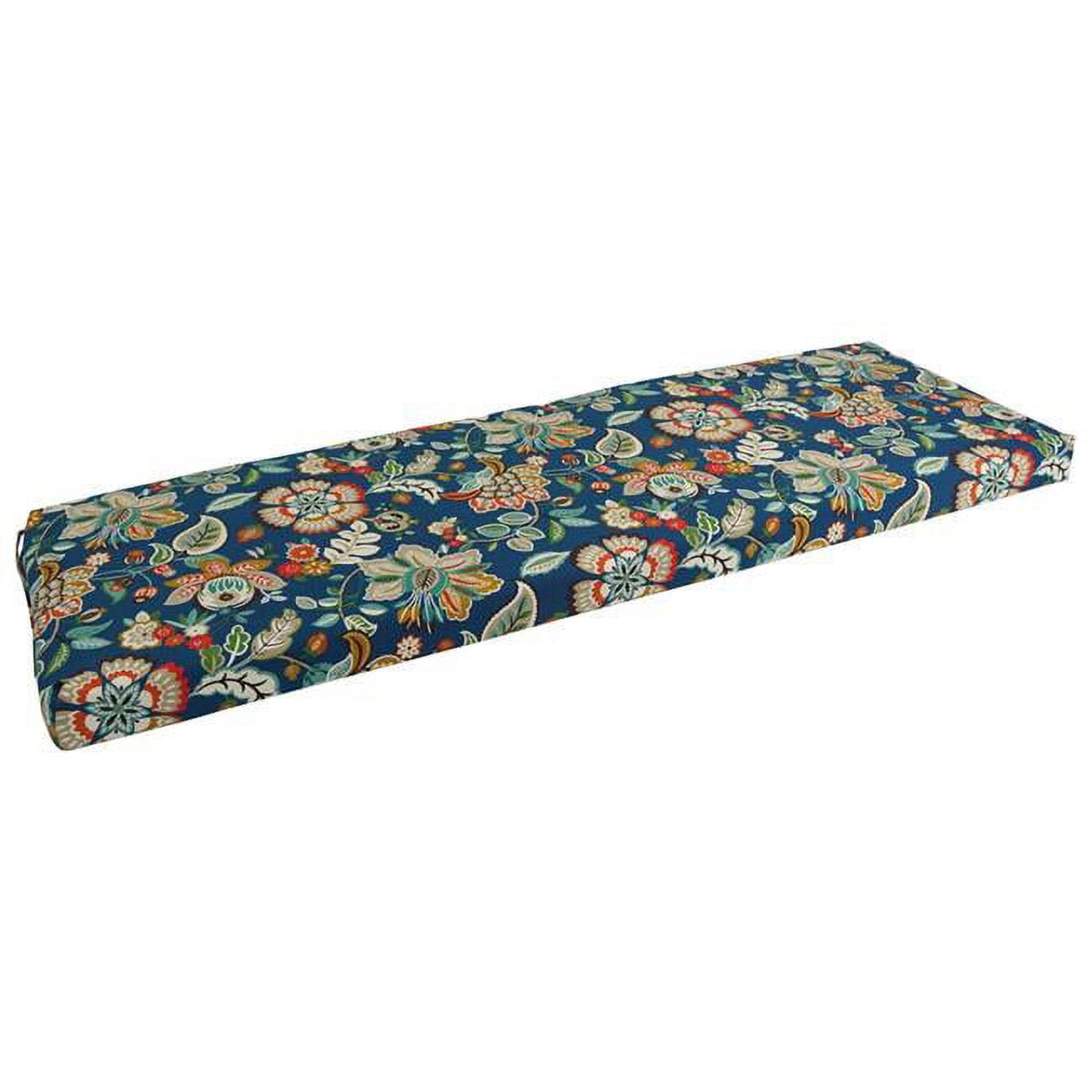 63 x 19 in. Patterned Outdoor Spun Polyester Bench Cushion, Telfair Peacock