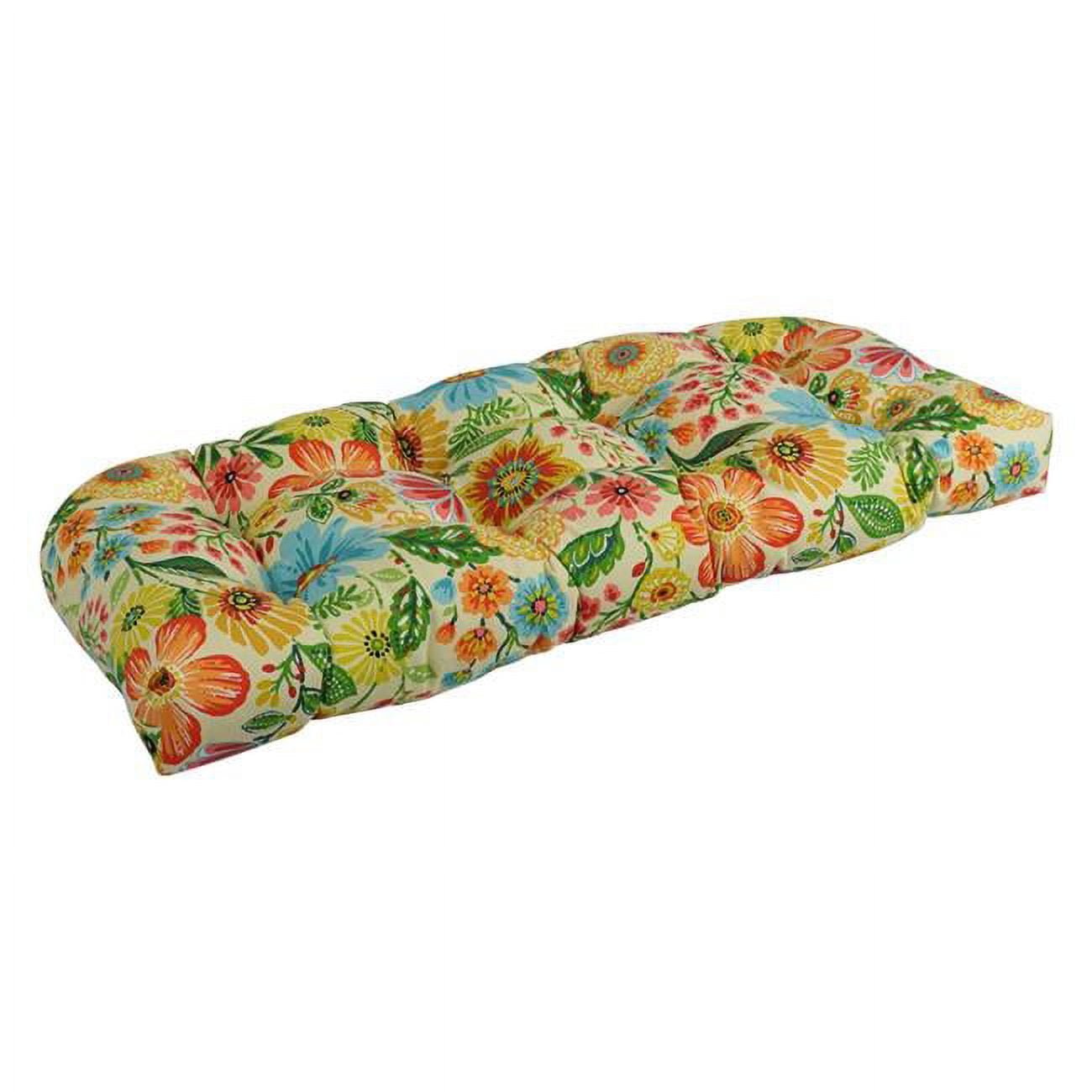 Picture of Blazing Needles 93180-LS-REO-60 42 x 19 in. U-Shaped Patterned Spun Polyester Tufted Settee & Bench Cushion&#44; Gregoire Chamomile