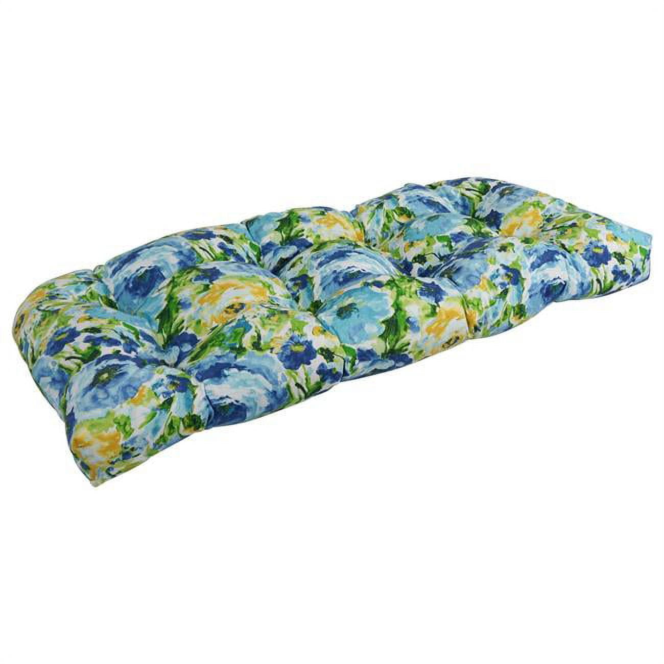 Picture of Blazing Needles 93180-LS-REO-65 42 x 19 in. U-Shaped Patterned Spun Polyester Tufted Settee & Bench Cushion&#44; Lesandra Sunblue