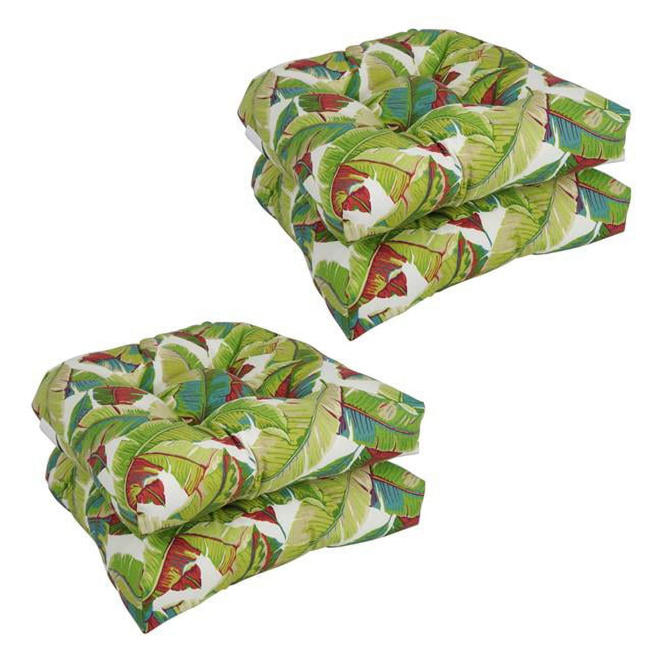 Picture of Blazing Needles 93184-4CH-REO-53 19 in. U-Shaped Patterned Spun Polyester Tufted Dining Chair Cushions, Balmoral Garden - Set of 4