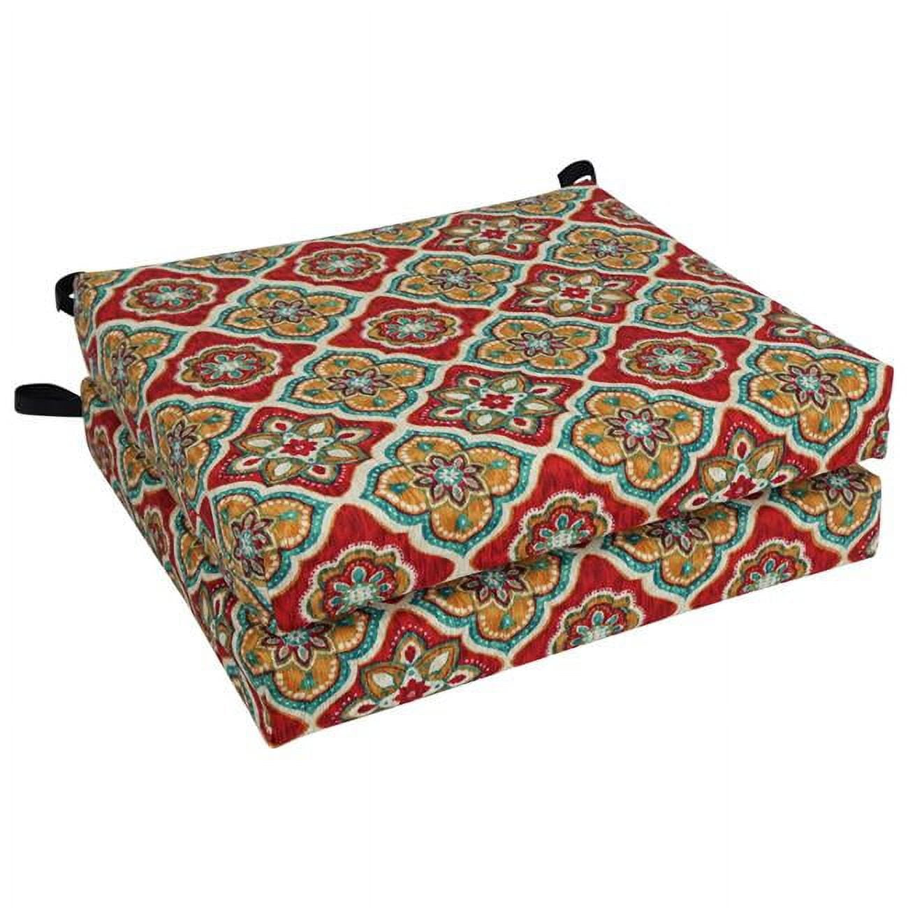 Picture of Blazing Needles 93454-2CH-REO-63 20 x 19 in. Patterned Outdoor Spun Polyester Chair Cushions, Adonis Jewel - Set of 2