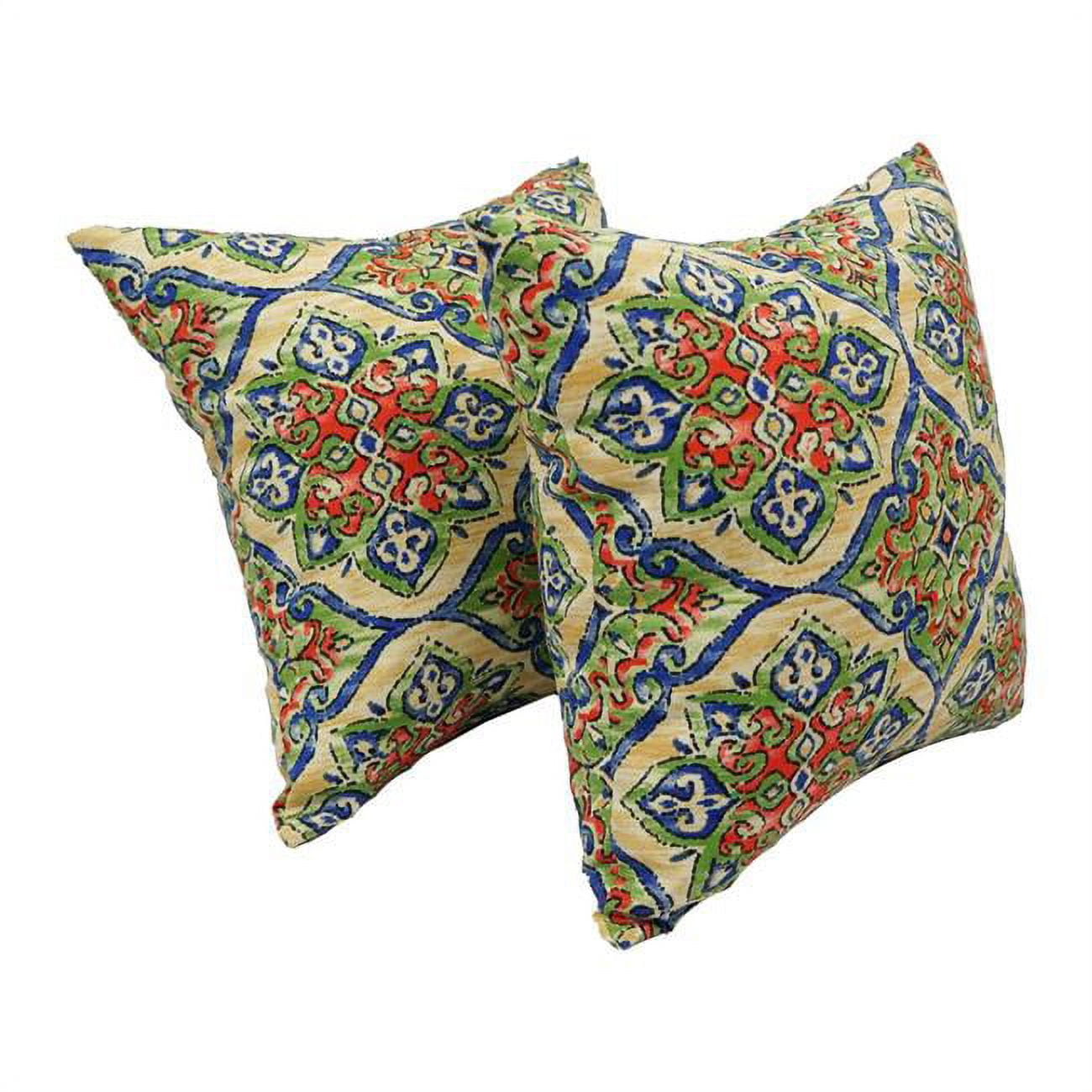 9910-S2-OD-189 17 in. Square Polyester Outdoor Throw Pillows, Splendor Festive - Set of 2