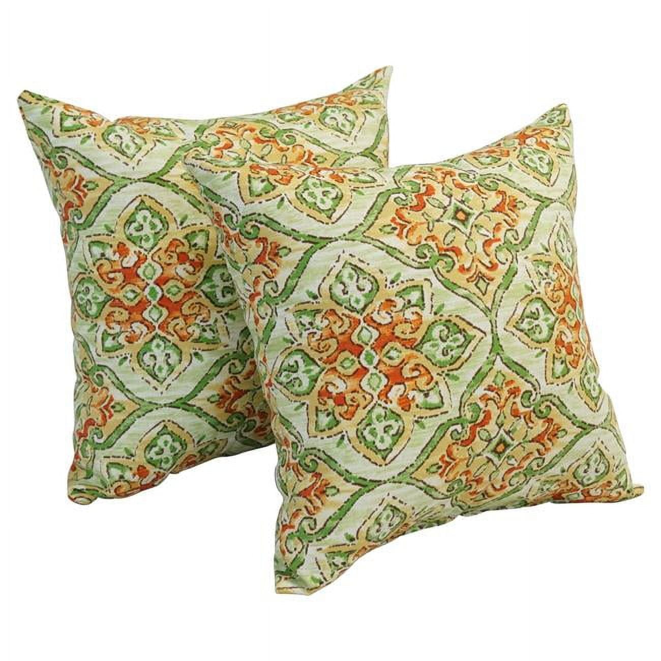 17 in. Square Polyester Outdoor Throw Pillows, Splendor Palm - Set of 2
