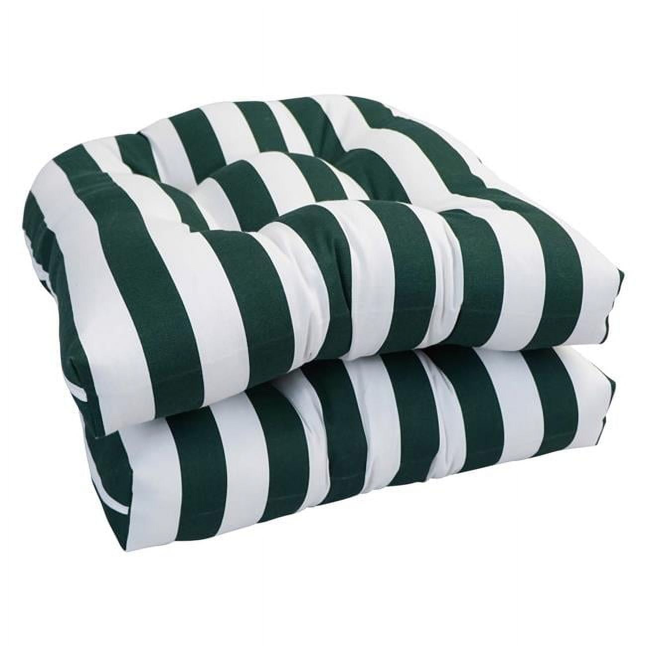 Picture of Blazing Needles 93184-2CH-OD-044 19 in. U-Shaped Outddor Dining Chair Cushions, Hunter Stripe - Set of 2