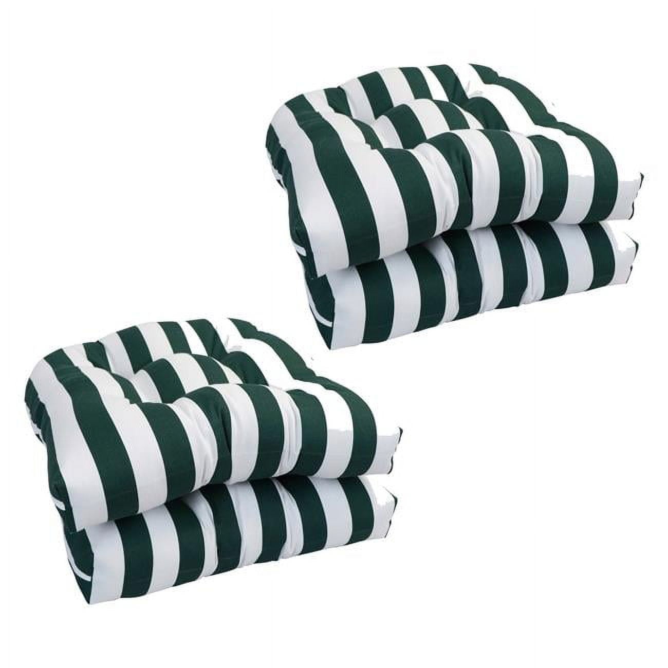 Picture of Blazing Needles 93184-4CH-OD-044 19 in. U-Shaped Dining Chair Cushions, Hunter Stripe - Set of 4
