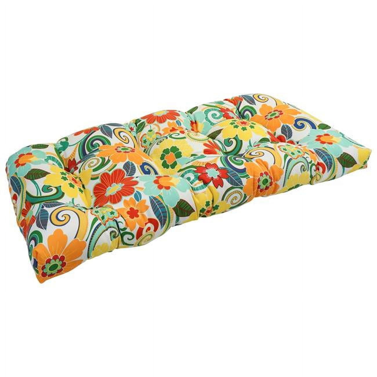 Picture of Blazing Needles 93180-LS-OD-075 42 x 19 in. U-Shaped Patterned Spun Polyester Tufted Settee & Bench Cushion&#44; Floral Spice