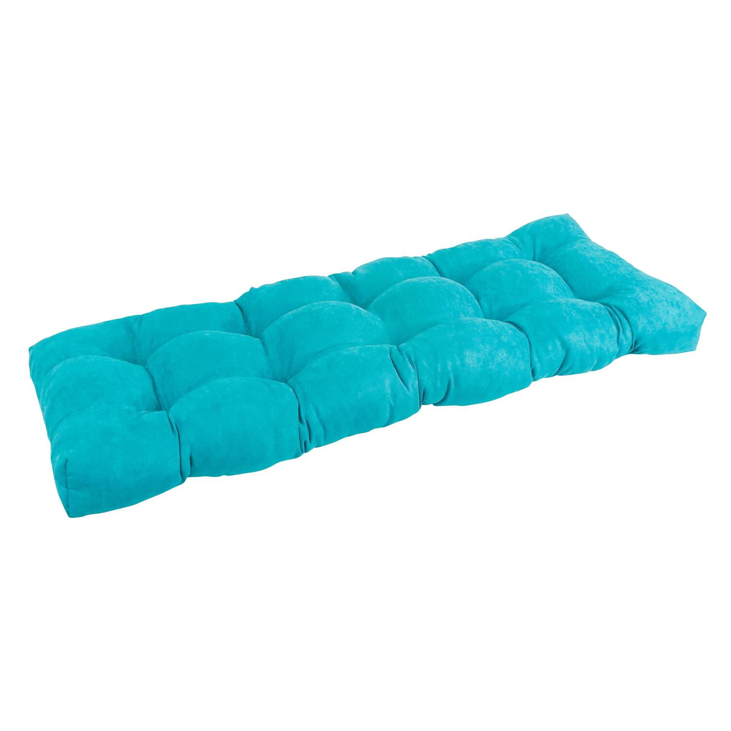 46 x 19 in. Tufted Solid Microsuede Bench Cushion, Aqua Blue