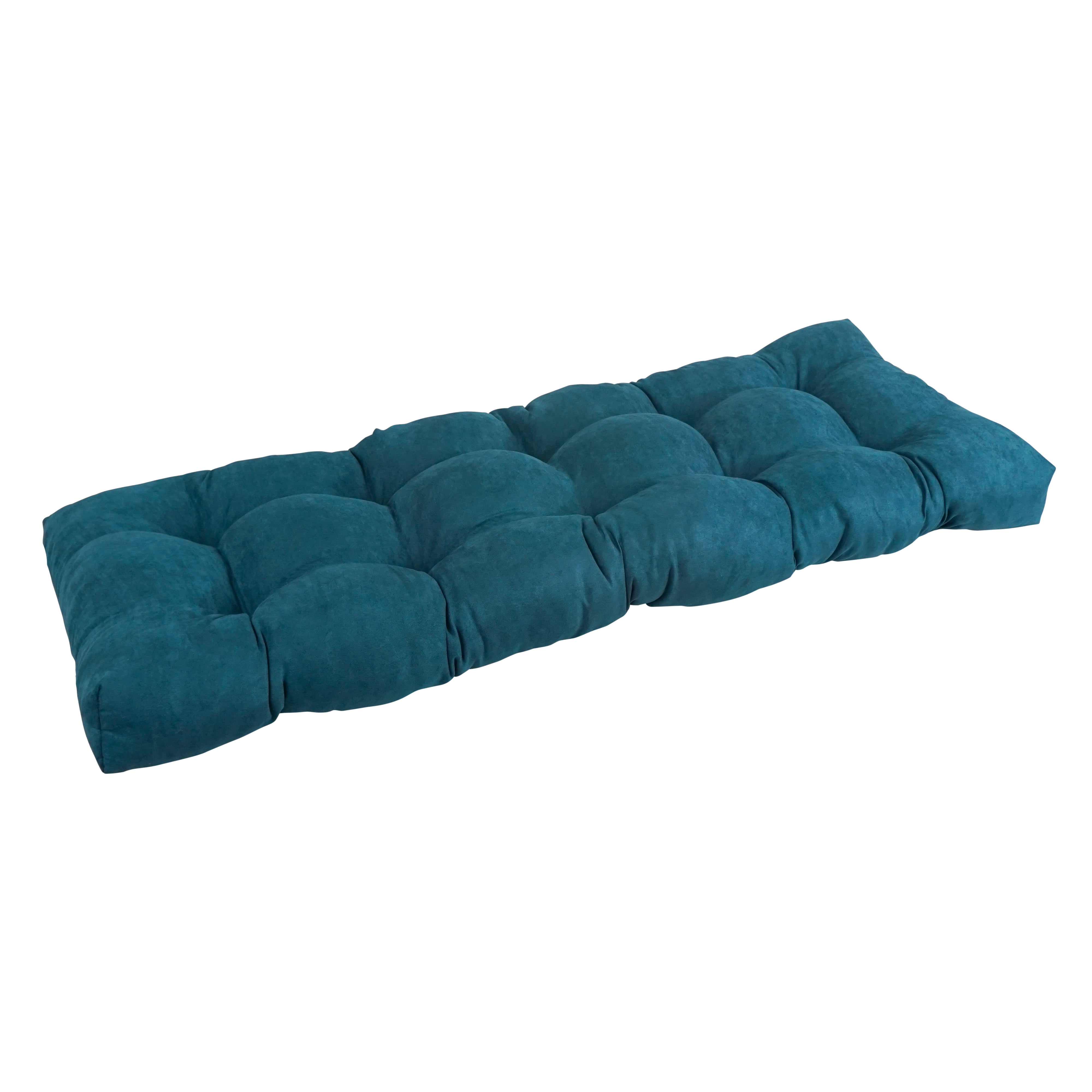 46 x 19 in. Tufted Solid Microsuede Bench Cushion, Teal