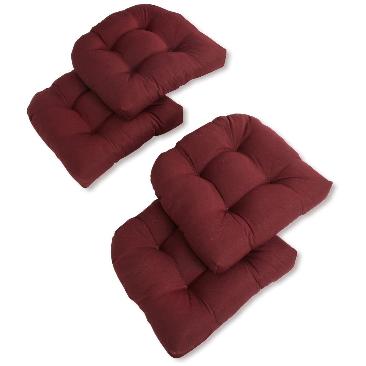 Picture of Blazing Needles 93184-4CH-TW-BK 19 in. U-Shaped Twill Tufted Dining Chair Cushions, Black - Set of 4