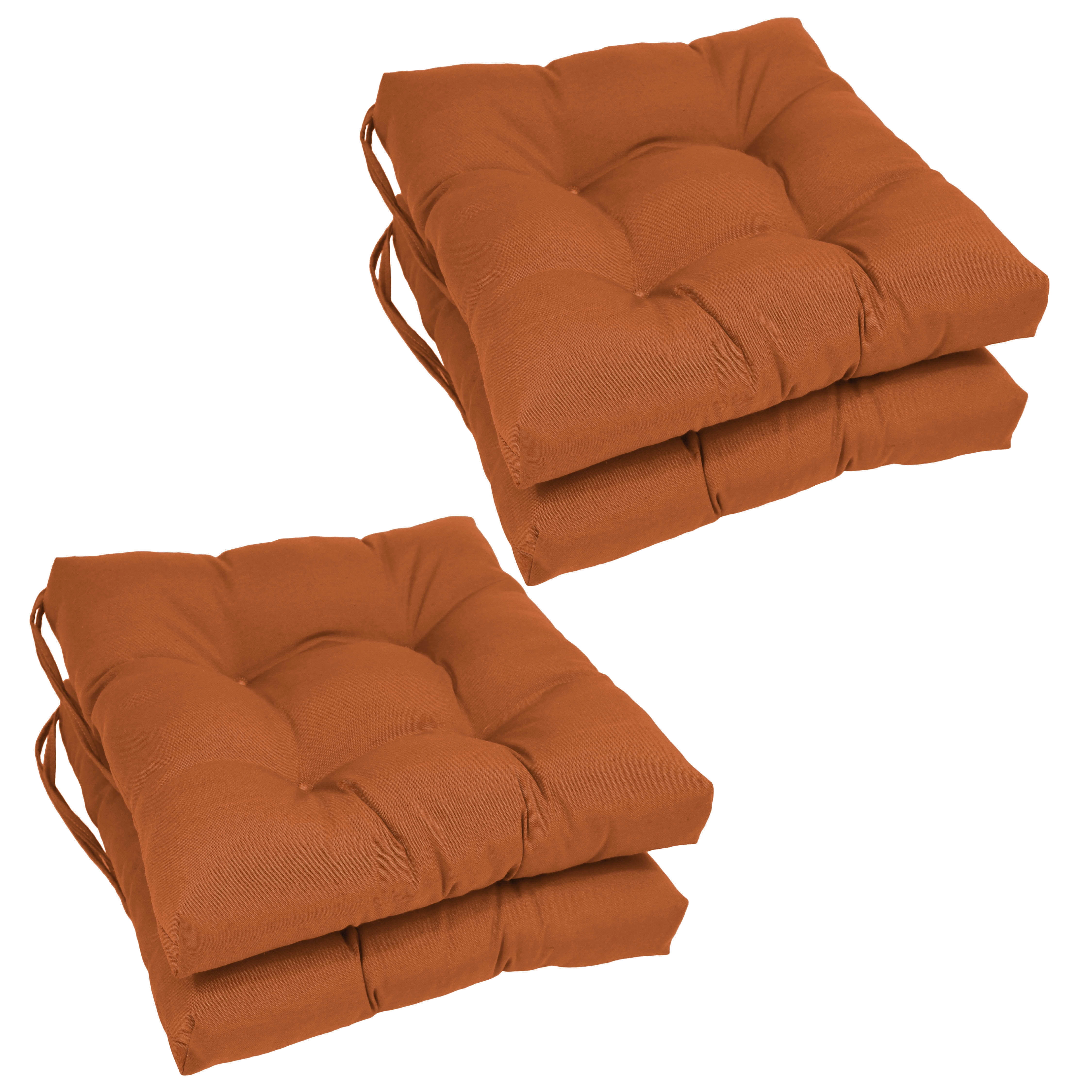 Picture of Blazing Needles 916X16SQ-T-4CH-TW-SP 16 in. Solid Twill Square Tufted Chair Cushions, Spice - Set of 4