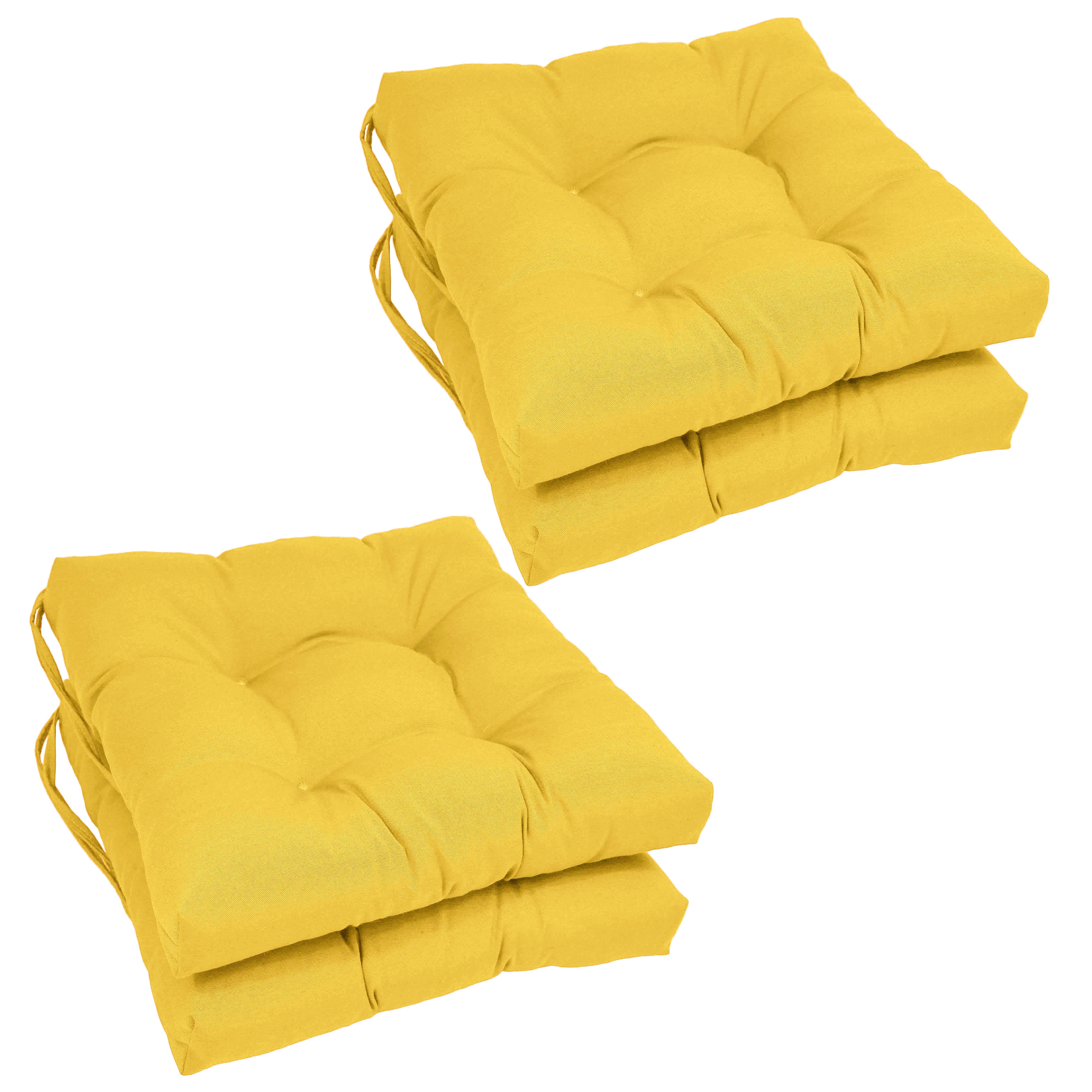 Picture of Blazing Needles 916X16SQ-T-4CH-TW-SS 16 in. Solid Twill Square Tufted Chair Cushions, Sunset - Set of 4