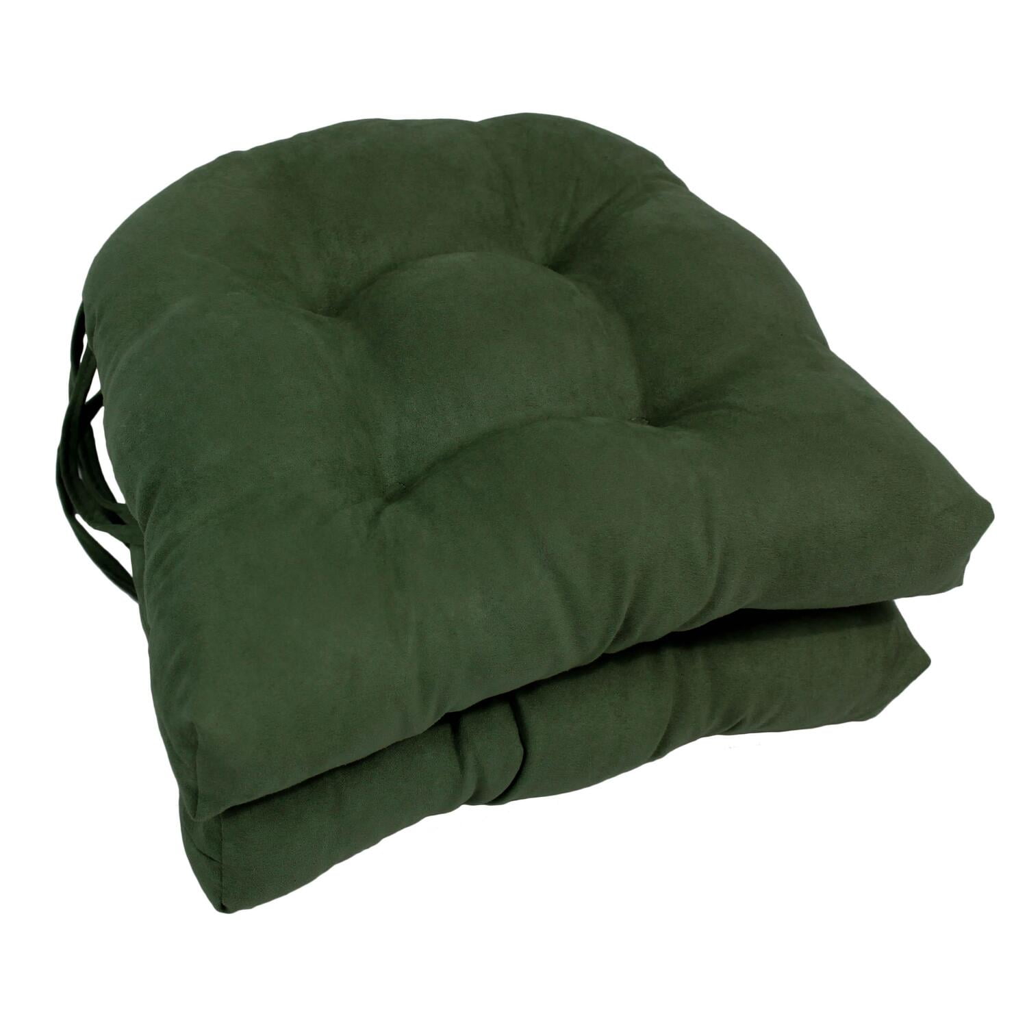 Picture of Blazing Needles 916X16US-T-2CH-MS-HG 16 in. Solid Microsuede U-Shaped Tufted Chair Cushions, Hunter Green - Set of 2