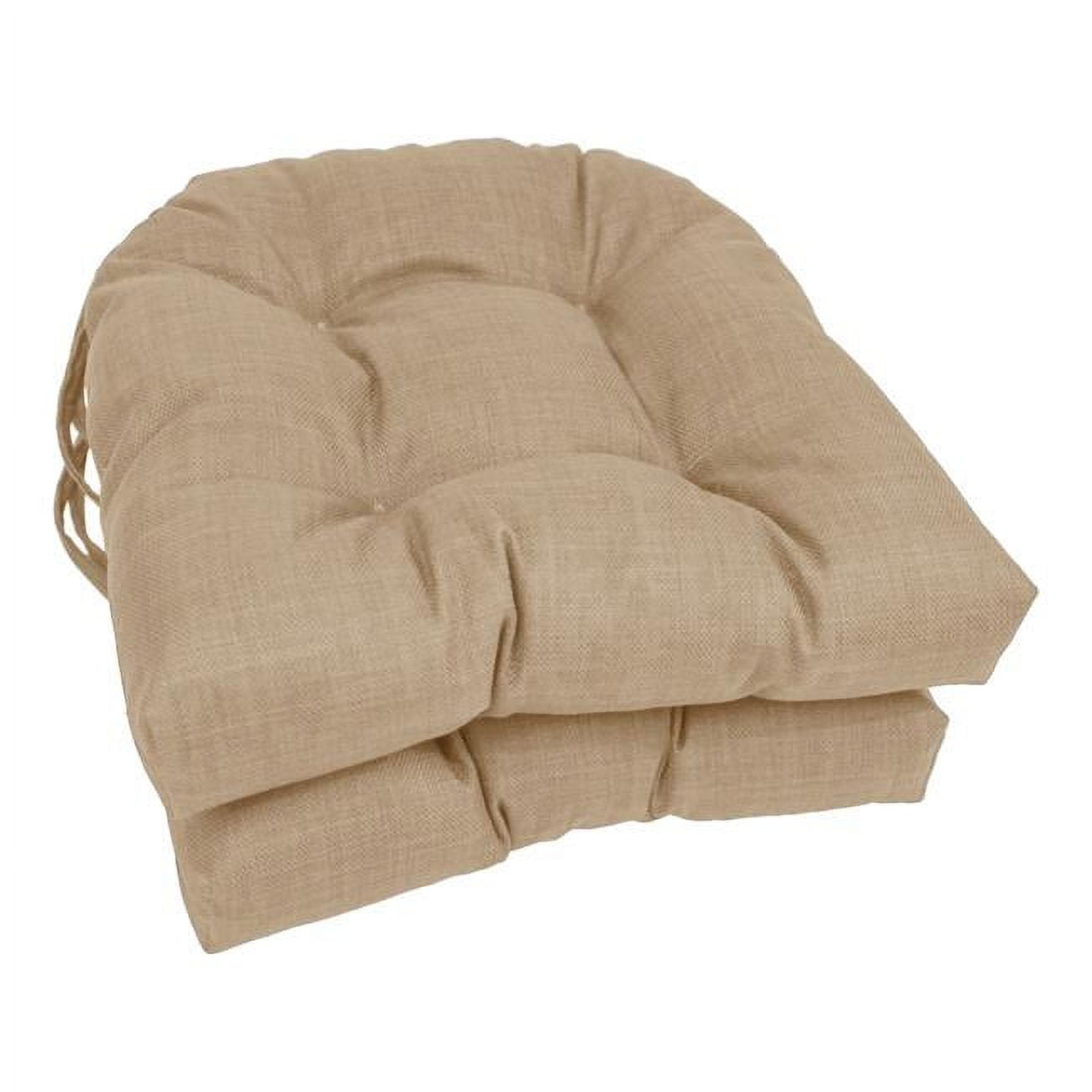 Picture of Blazing Needles 916X16US-T-2CH-REO-SOL-07 16 in. Spun Polyester Solid Outdoor U-Shaped Tufted Chair Cushions, Sandstone - Set of 2