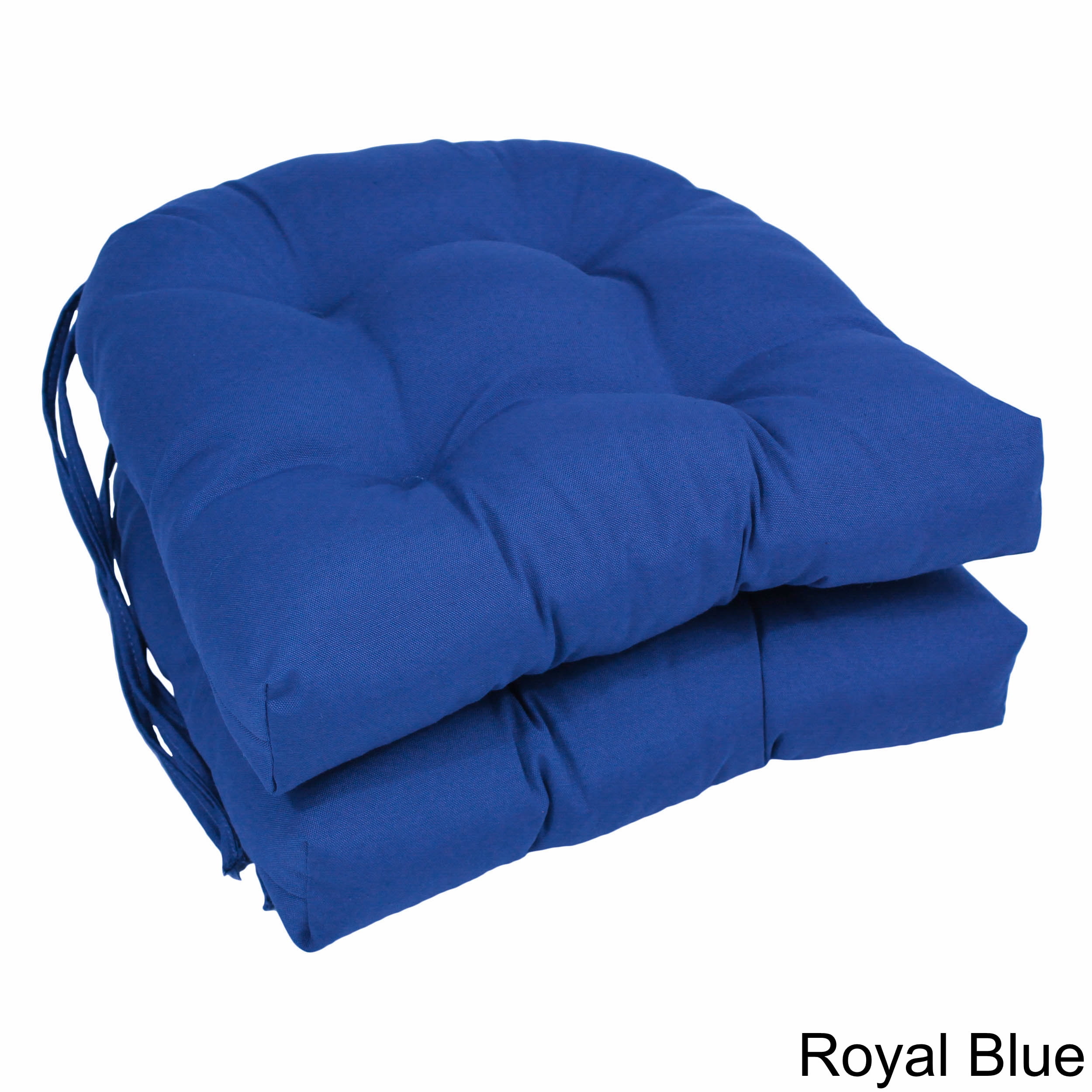 Picture of Blazing Needles 916X16US-T-2CH-TW-RB 16 in. Solid Twill U-Shaped Tufted Chair Cushions, Royal Blue - Set of 2