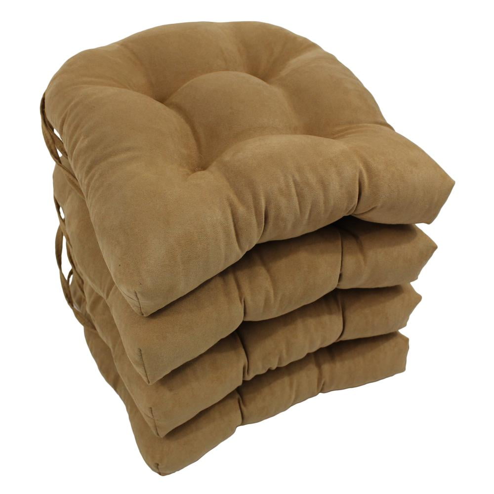 Picture of Blazing Needles 916X16US-T-4CH-MS-CM 16 in. Solid Microsuede U-Shaped Tufted Chair Cushions, Camel - Set of 4