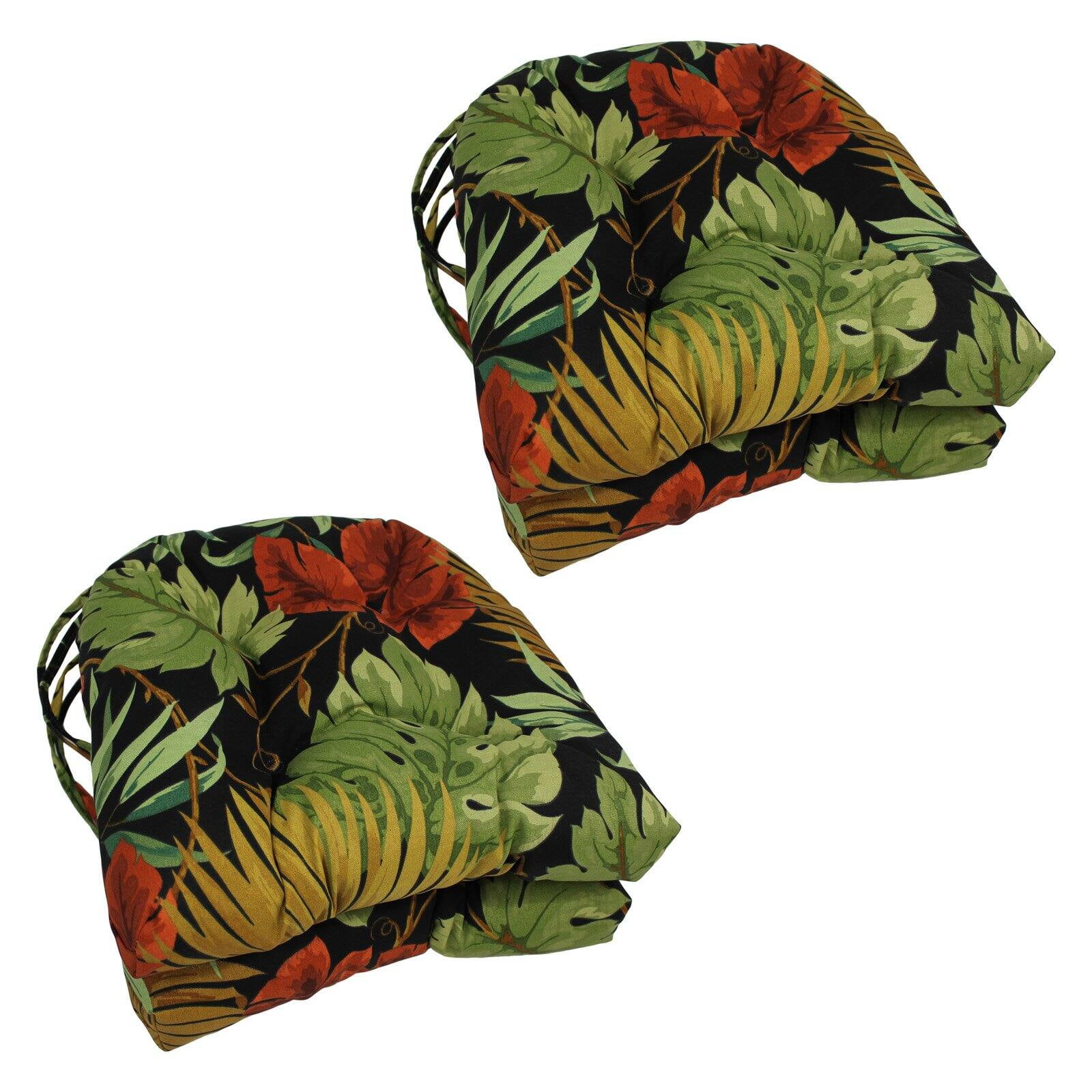 Picture of Blazing Needles 916X16US-T-4CH-REO-SOL-01 16 in. Spun Polyester Solid Outdoor U-Shaped Tufted Chair Cushions, Lime - Set of 4
