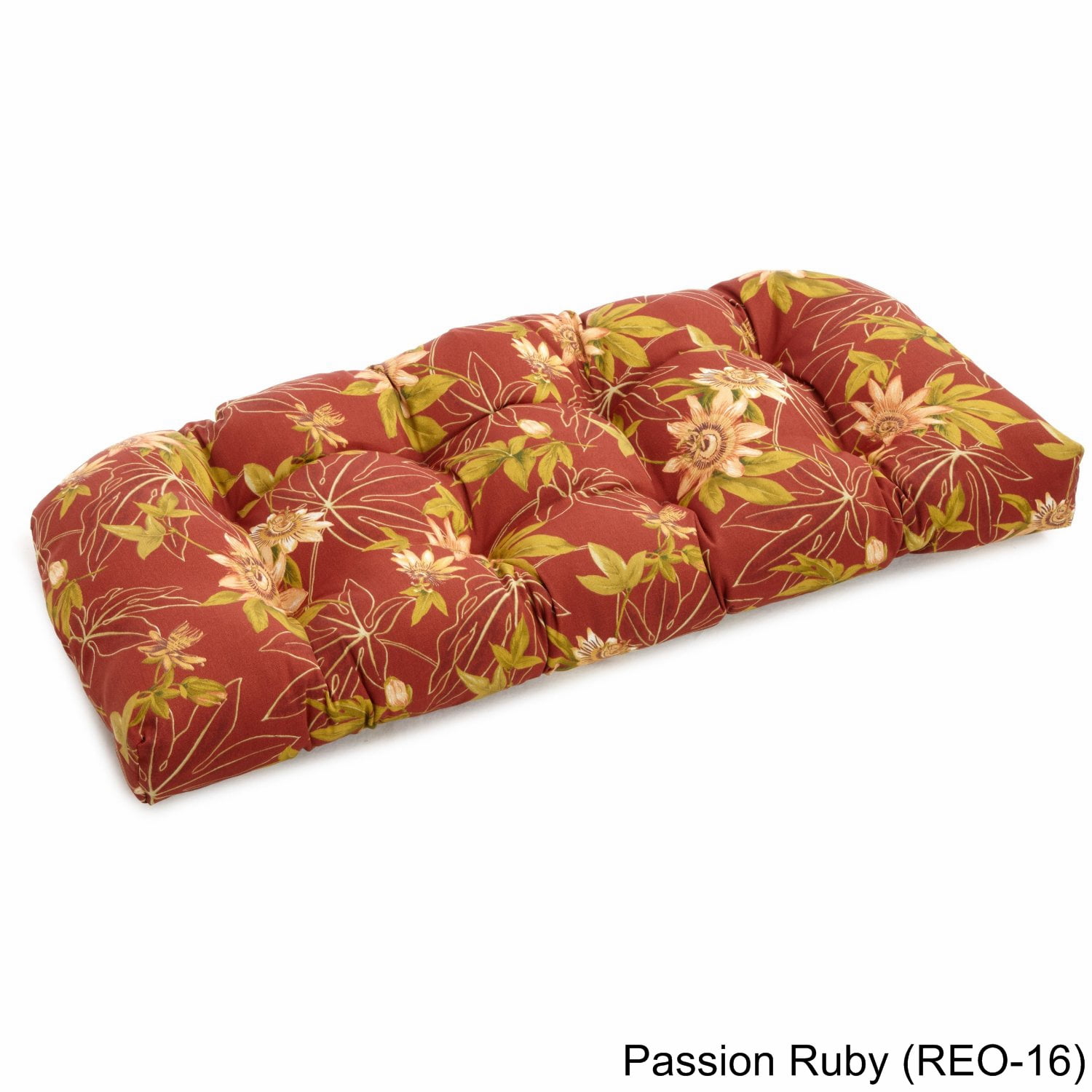 Picture of Blazing Needles 93180-LS-REO-16 42 x 19 in. U-Shaped Patterned Spun Polyester Tufted Settee & Bench Cushion&#44; Passion Ruby