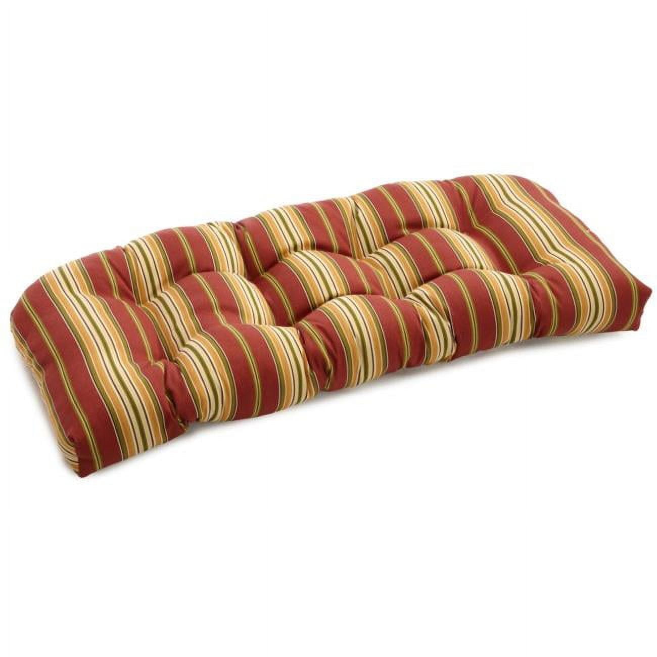 Picture of Blazing Needles 93180-LS-REO-17 42 x 19 in. U-Shaped Patterned Spun Polyester Tufted Settee & Bench Cushion&#44; Kingsley Stripe Ruby