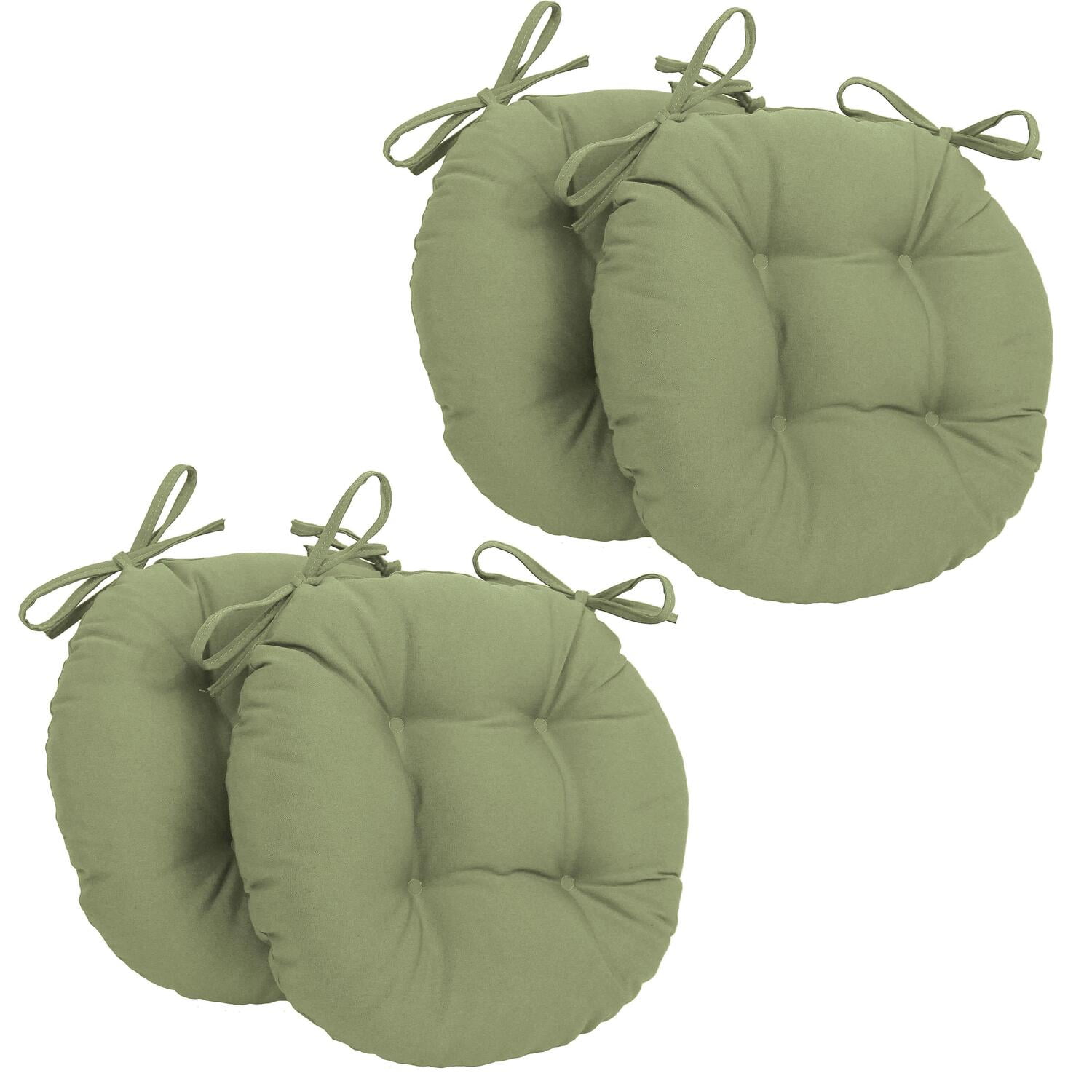Picture of Blazing Needles 916X16RD-T-4CH-TW-SG 16 in. Solid Twill Round Tufted Chair Cushions&#44; Sage - Set of 4