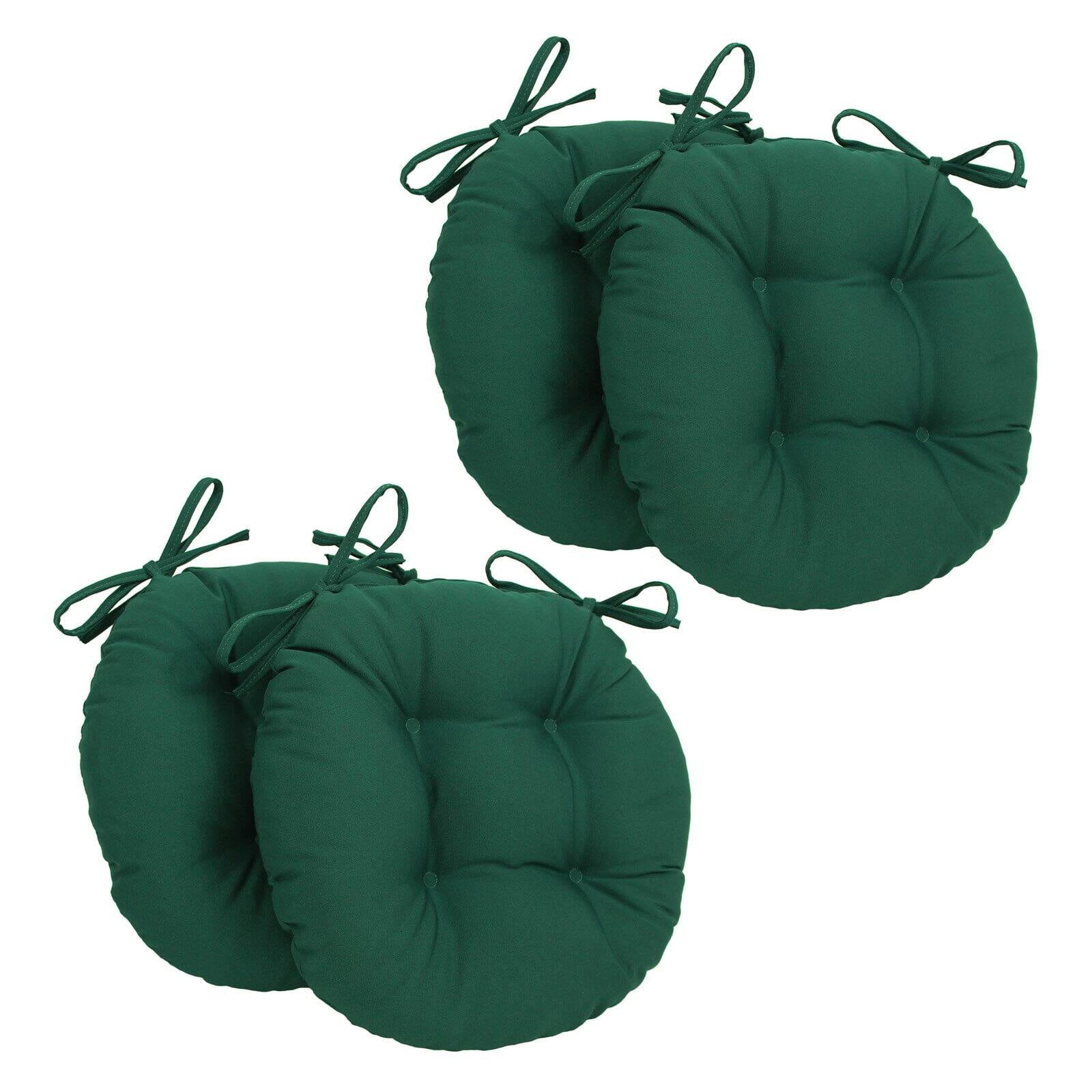 Picture of Blazing Needles 916X16RD-T-4CH-TW-FG 16 in. Solid Twill Round Tufted Chair Cushions&#44; Forest Green - Set of 4