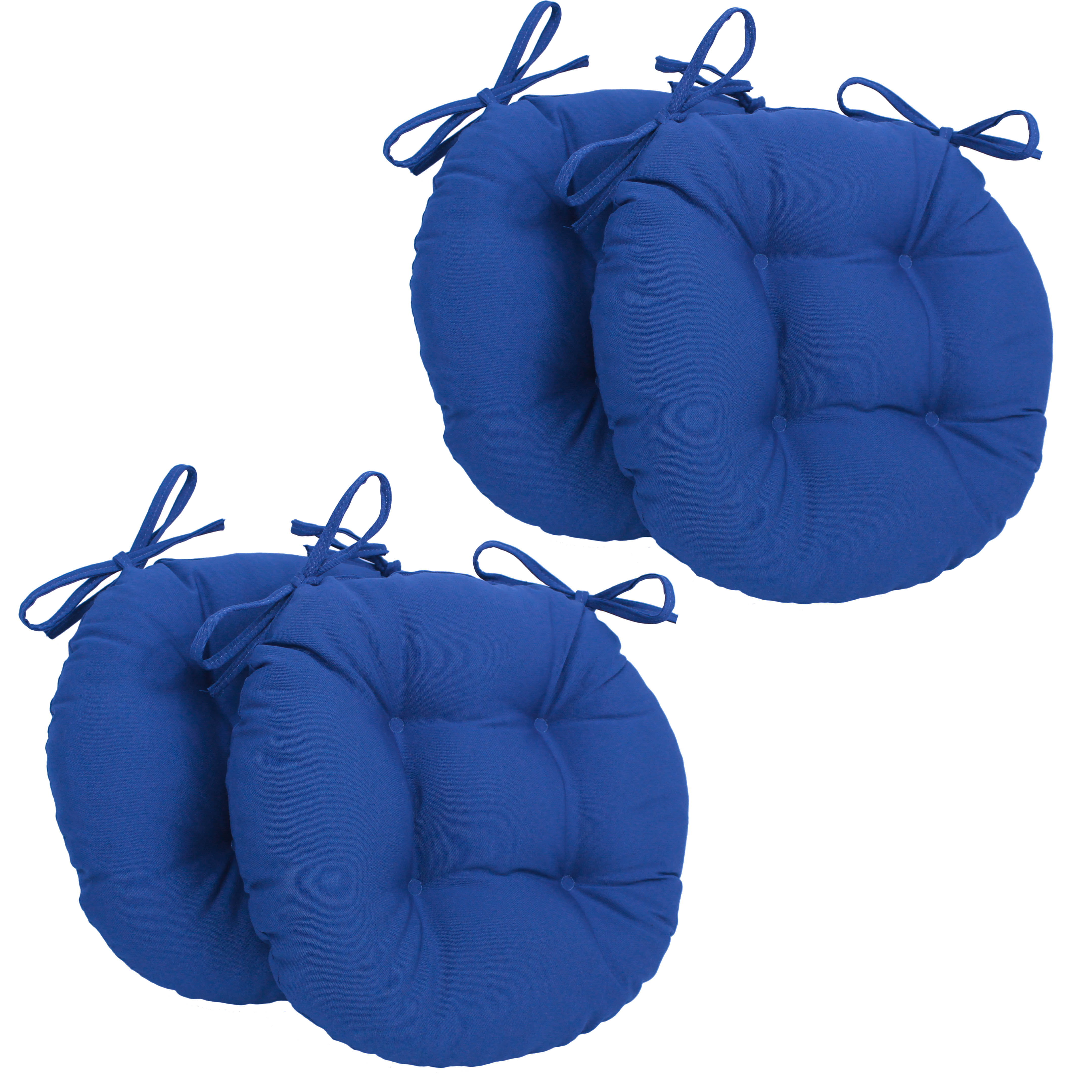 Picture of Blazing Needles 916X16RD-T-4CH-TW-RB 16 in. Solid Twill Round Tufted Chair Cushions&#44; Royal Blue - Set of 4