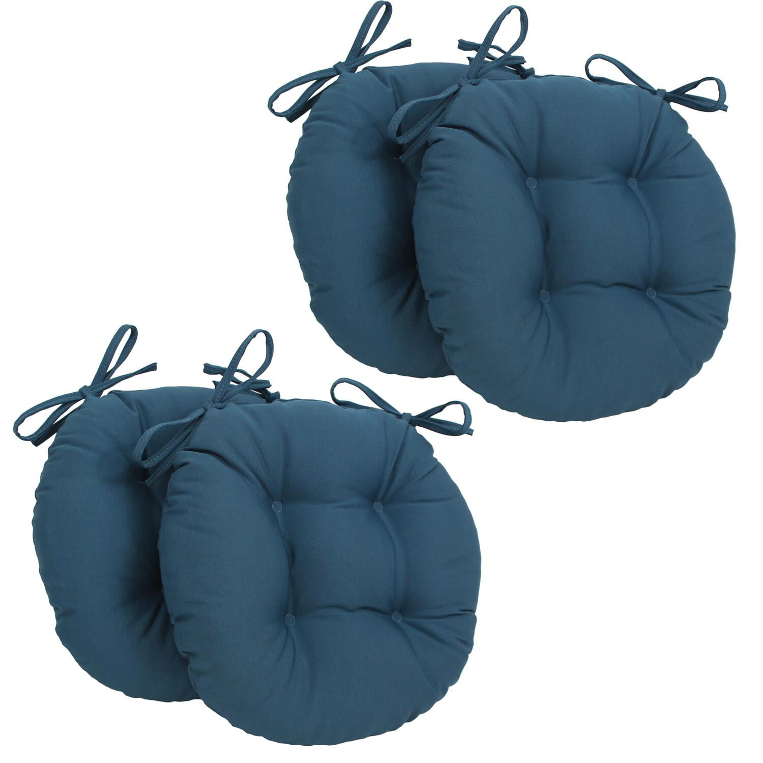 Picture of Blazing Needles 916X16RD-T-4CH-TW-IN 16 in. Solid Twill Round Tufted Chair Cushions&#44; Indigo - Set of 4
