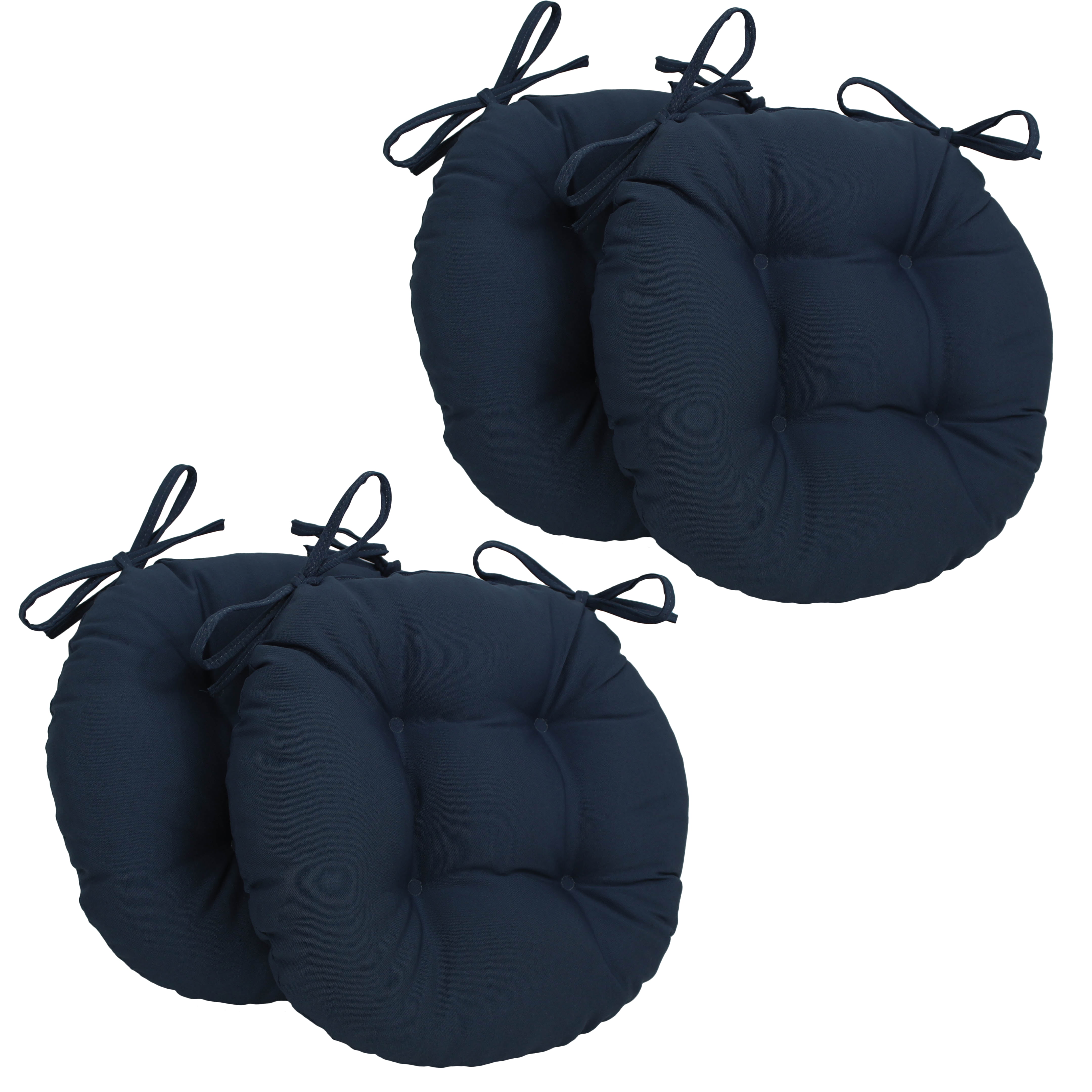 Picture of Blazing Needles 916X16RD-T-4CH-TW-NV 16 in. Solid Twill Round Tufted Chair Cushions&#44; Navy - Set of 4