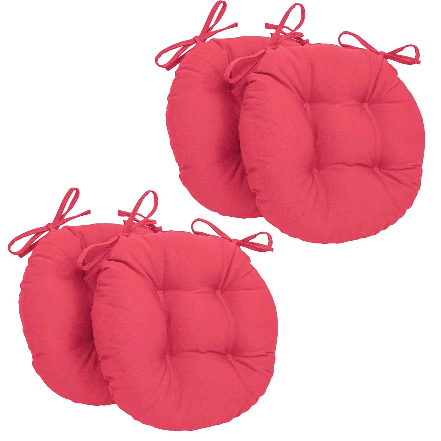 Picture of Blazing Needles 916X16RD-T-4CH-TW-BB 16 in. Solid Twill Round Tufted Chair Cushions&#44; Bery Berry - Set of 4
