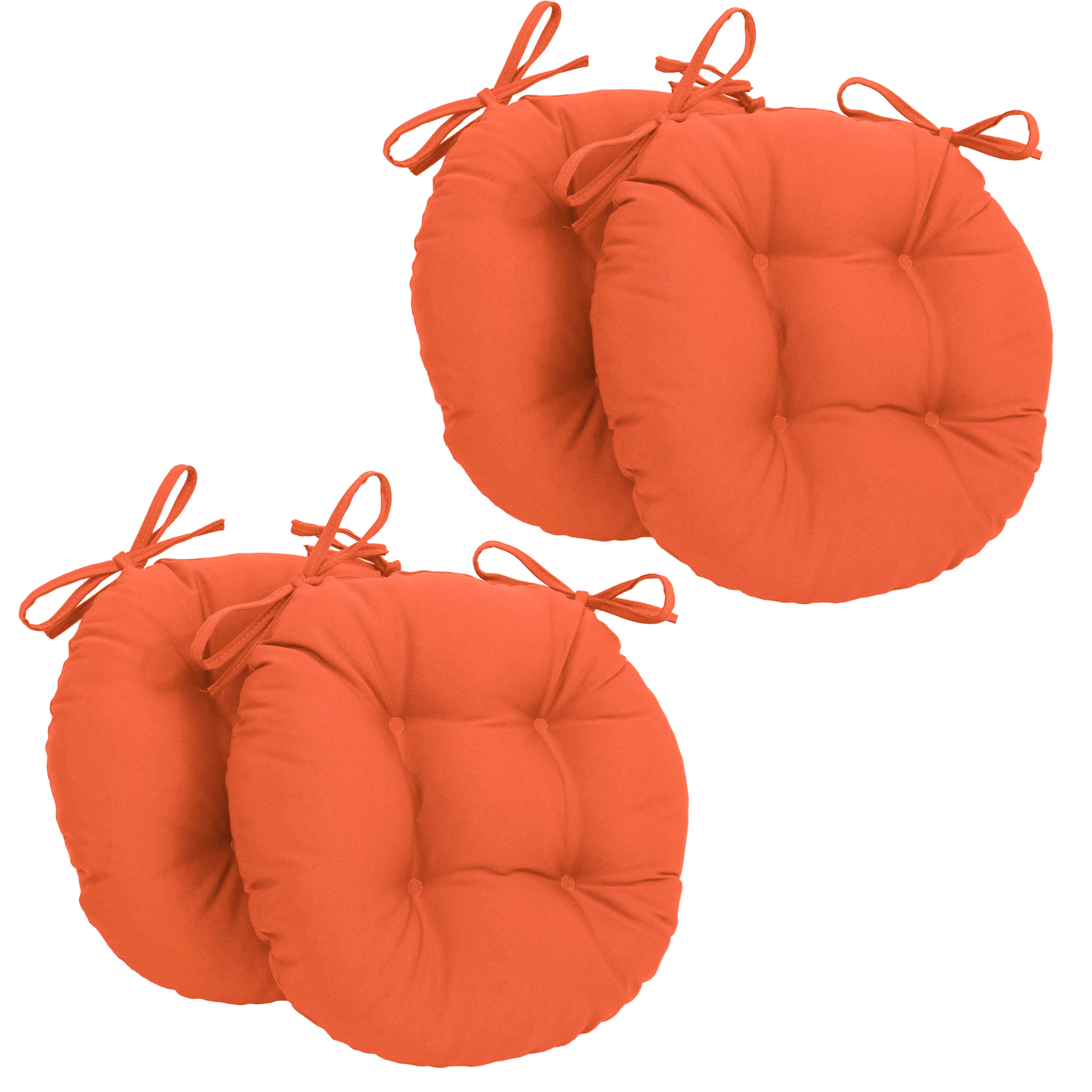 Picture of Blazing Needles 916X16RD-T-4CH-TW-TD 16 in. Solid Twill Round Tufted Chair Cushions&#44; Tangerine Dream - Set of 4