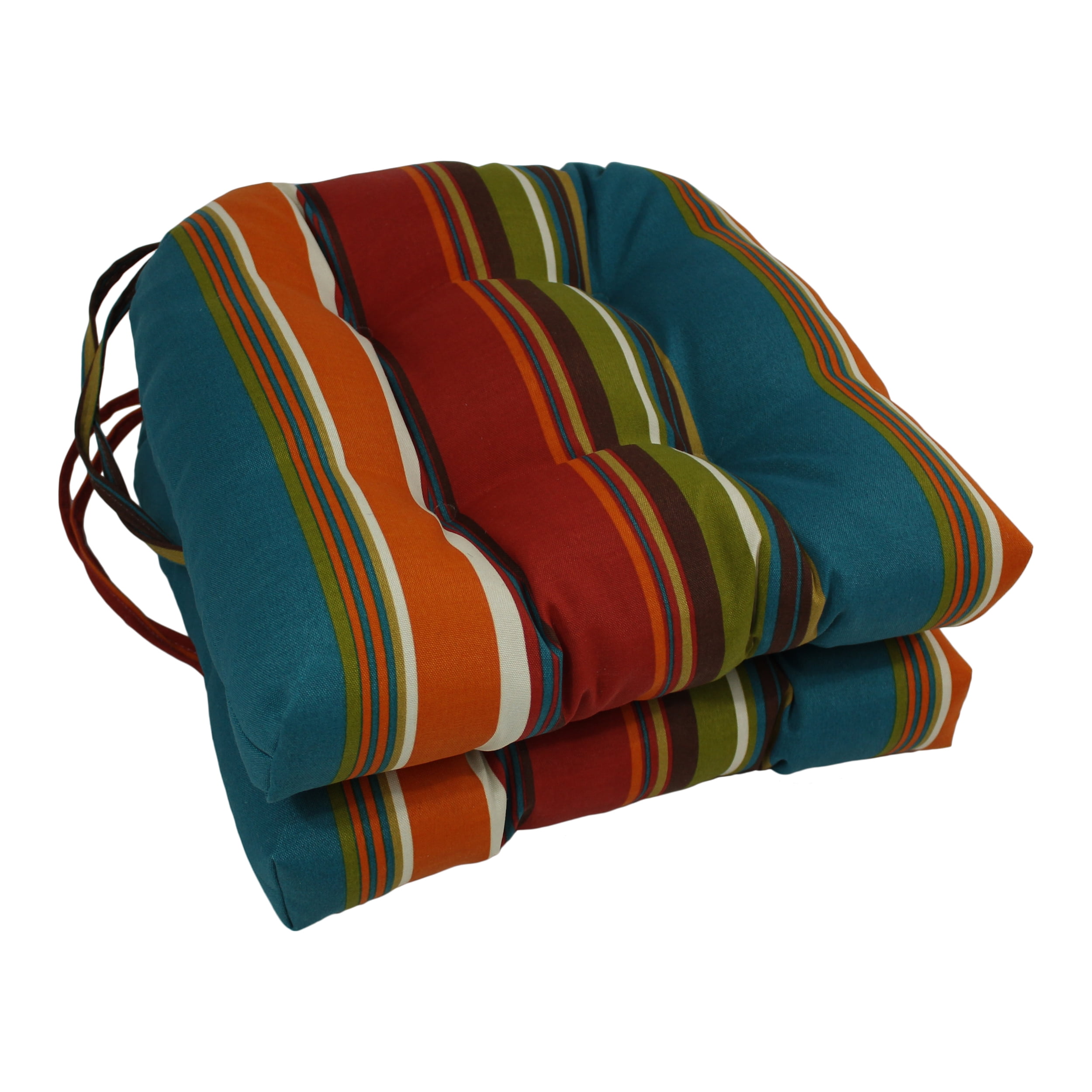 Picture of Blazing Needles 916X16US-T-2CH-REO-51 16 in. Spun Polyester Patterned Outdoor U-Shaped Tufted Chair Cushions, Westport Teal - Set of 2