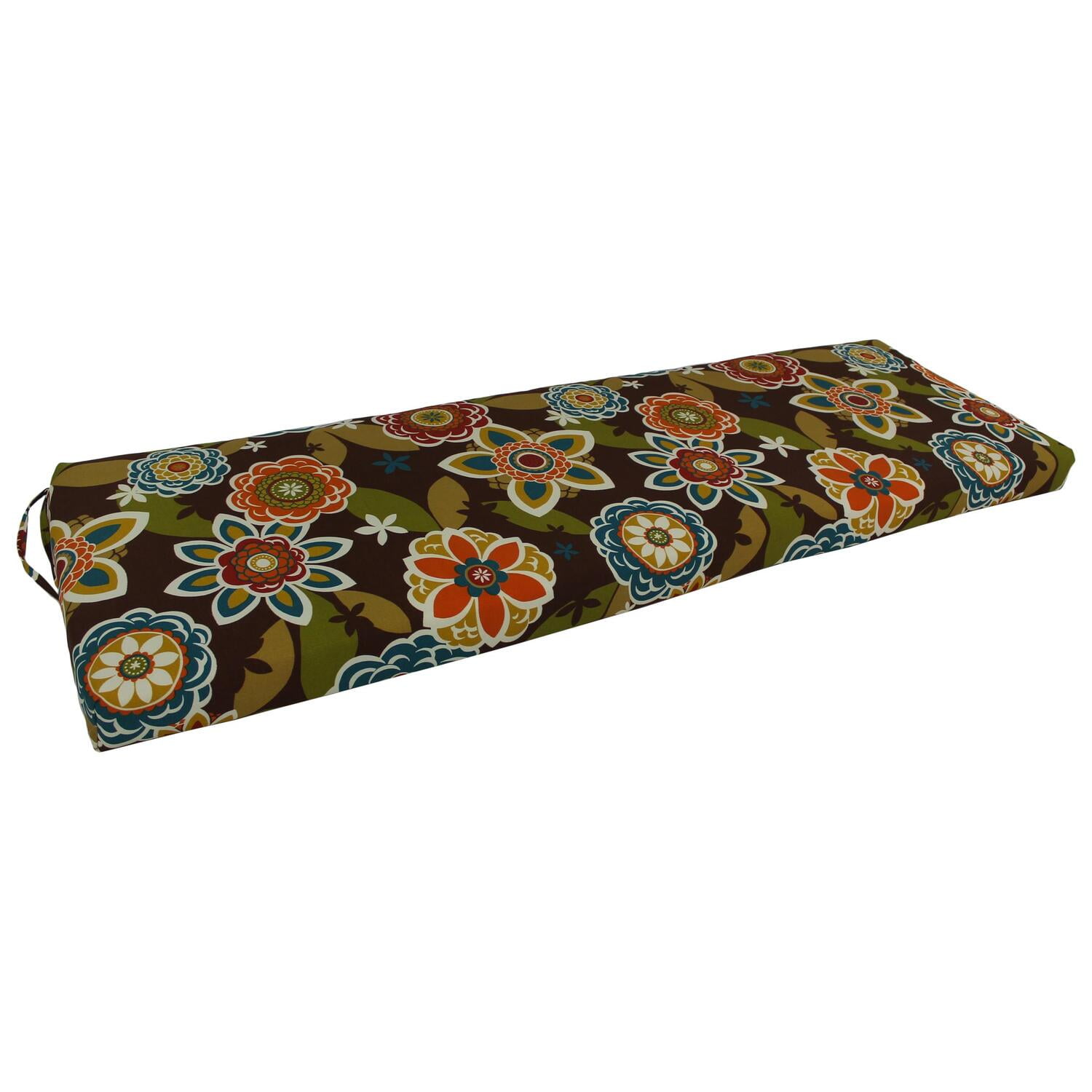 60 x 19 in. Patterned Outdoor Spun Polyester Bench Cushion, Annie Chocolate