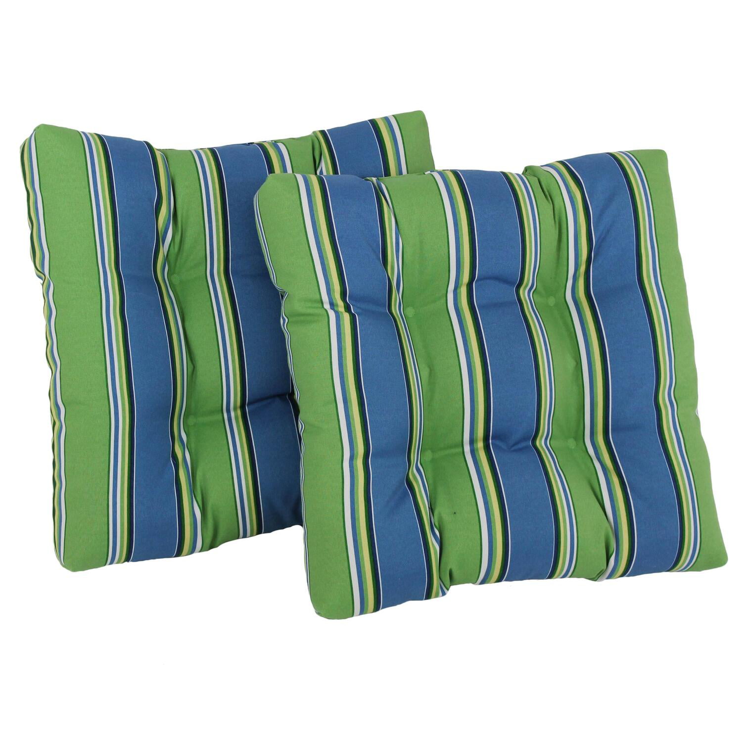 Picture of Blazing Needles 94005-2CH-REO-29 19 in. Squared Patterned Spun Polyester Tufted Dining Chair Cushions, Haliwell Caribbean - Set of 2