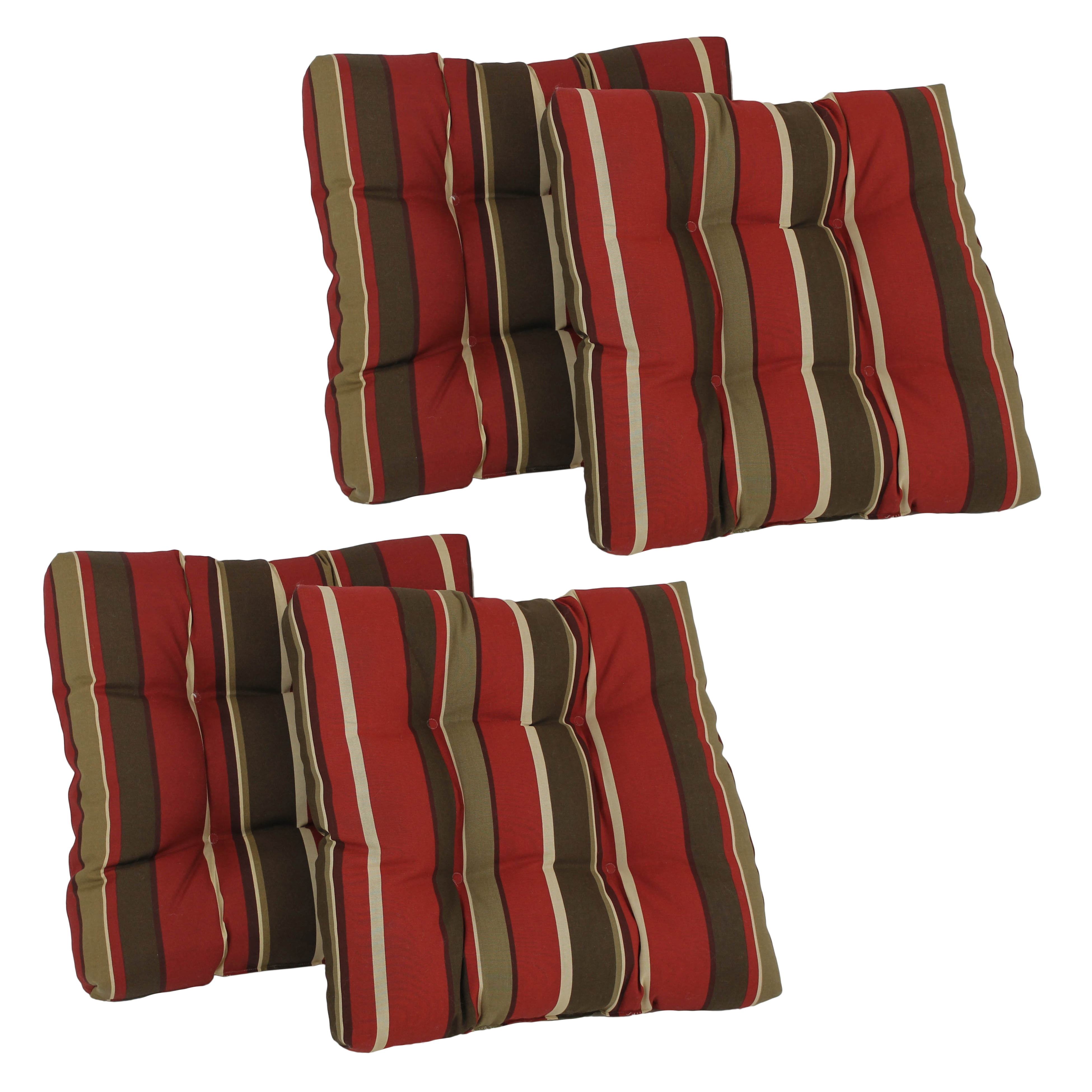 Picture of Blazing Needles 94005-4CH-REO-33 19 in. Squared Patterned Spun Polyester Tufted Dining Chair Cushions, Montserrat Sangria - Set of 4