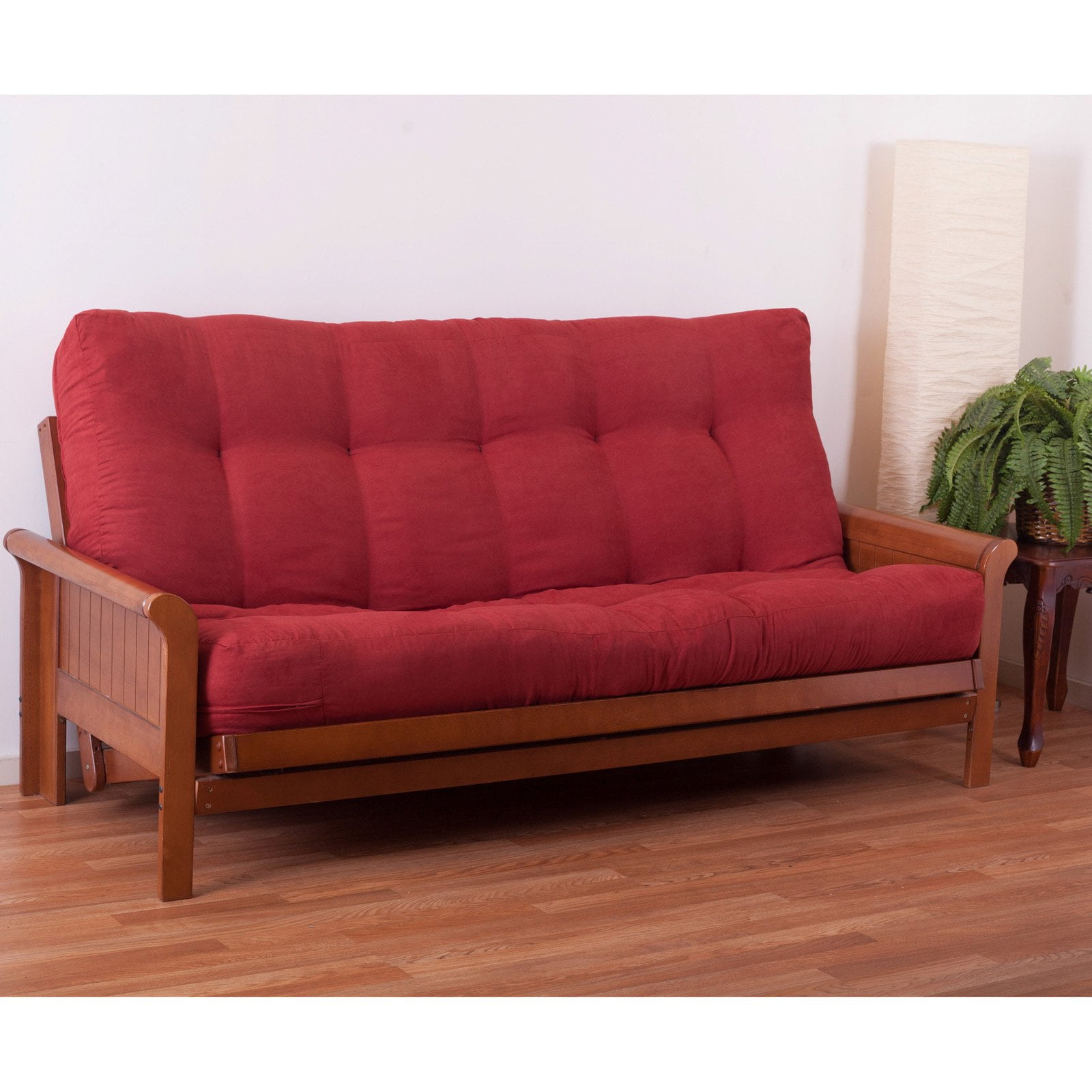 10 in. Vitality Microsuede Queen Size Futon Mattress, Red Wine