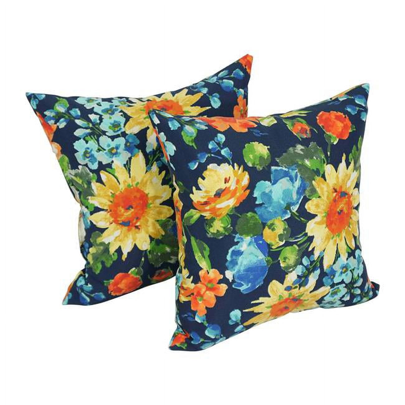 17 in. Square Solid Polyester Outdoor Throw Pillows, Alfinia Fresco Caspian - Set of 2