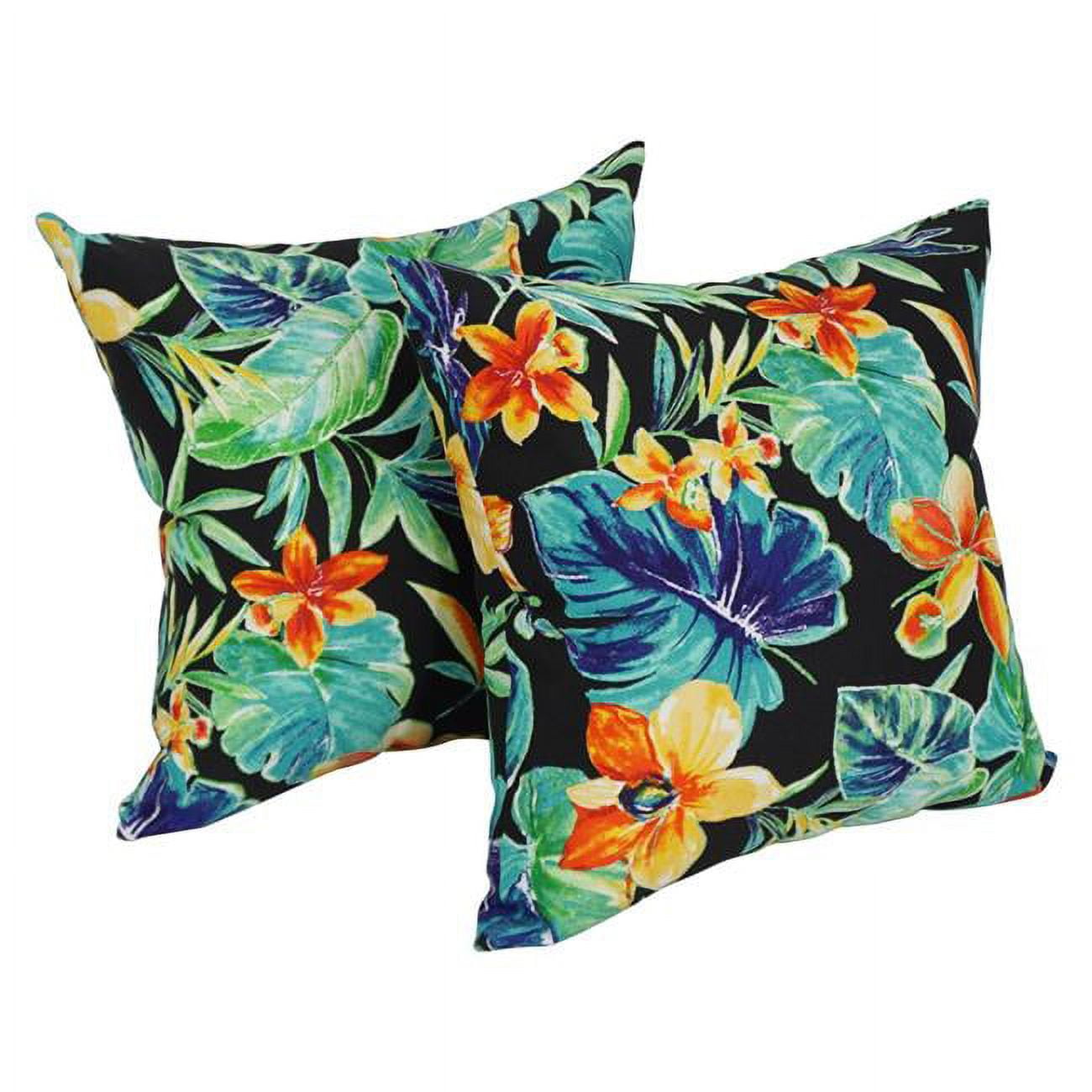 17 in. Square Solid Polyester Outdoor Throw Pillows, Beachcrest Caviar - Set of 2