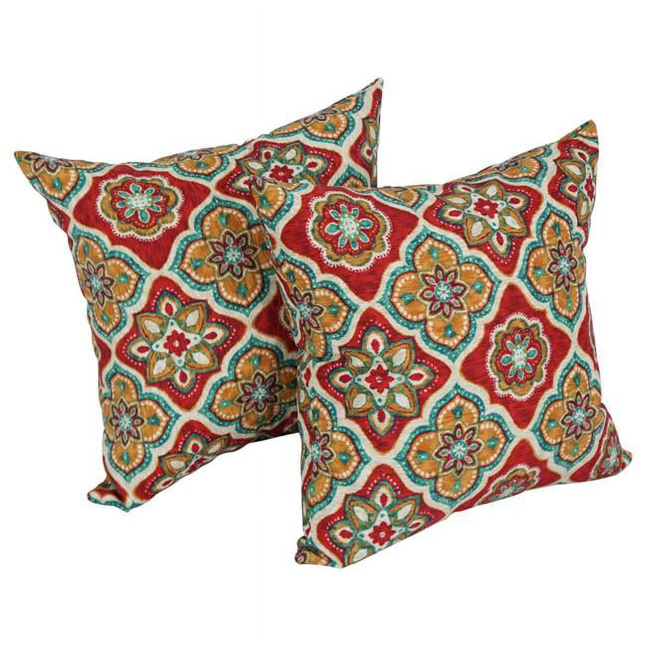 9910-S2-REO-63 17 in. Square Solid Polyester Outdoor Throw Pillows, Adonis Jewel - Set of 2