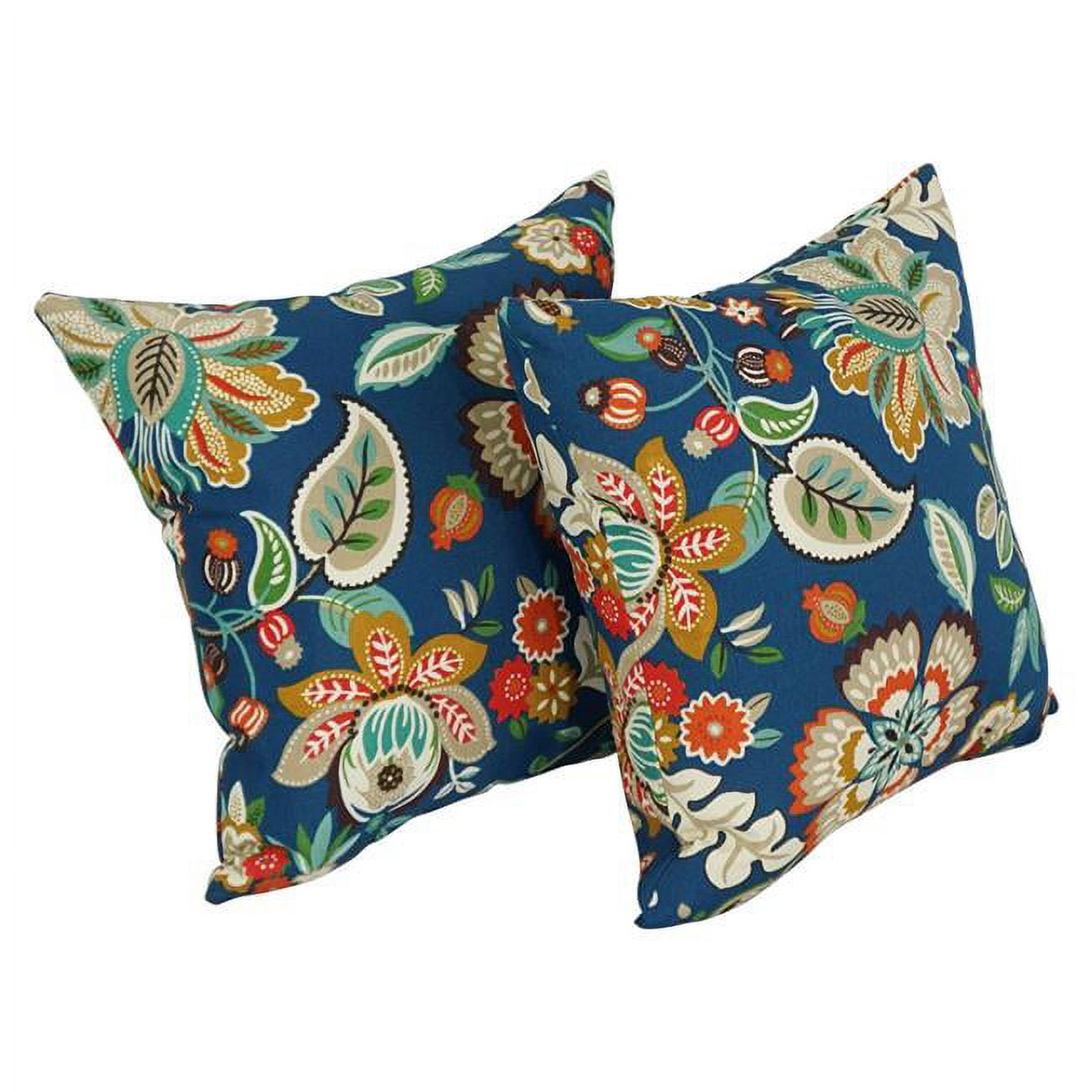 9910-S2-REO-64 17 in. Square Solid Polyester Outdoor Throw Pillows, Telfair Peacock - Set of 2