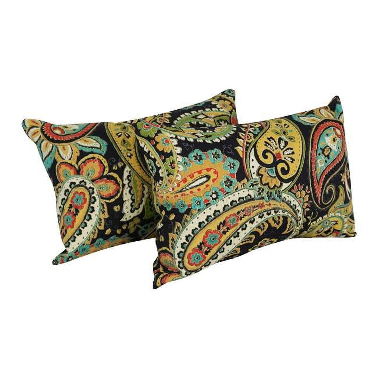 9911-S2-REO-58 12 x 20 in. Rectangular Spun Poly Throw Pillows, Hadia Franco Noir - Set of 2