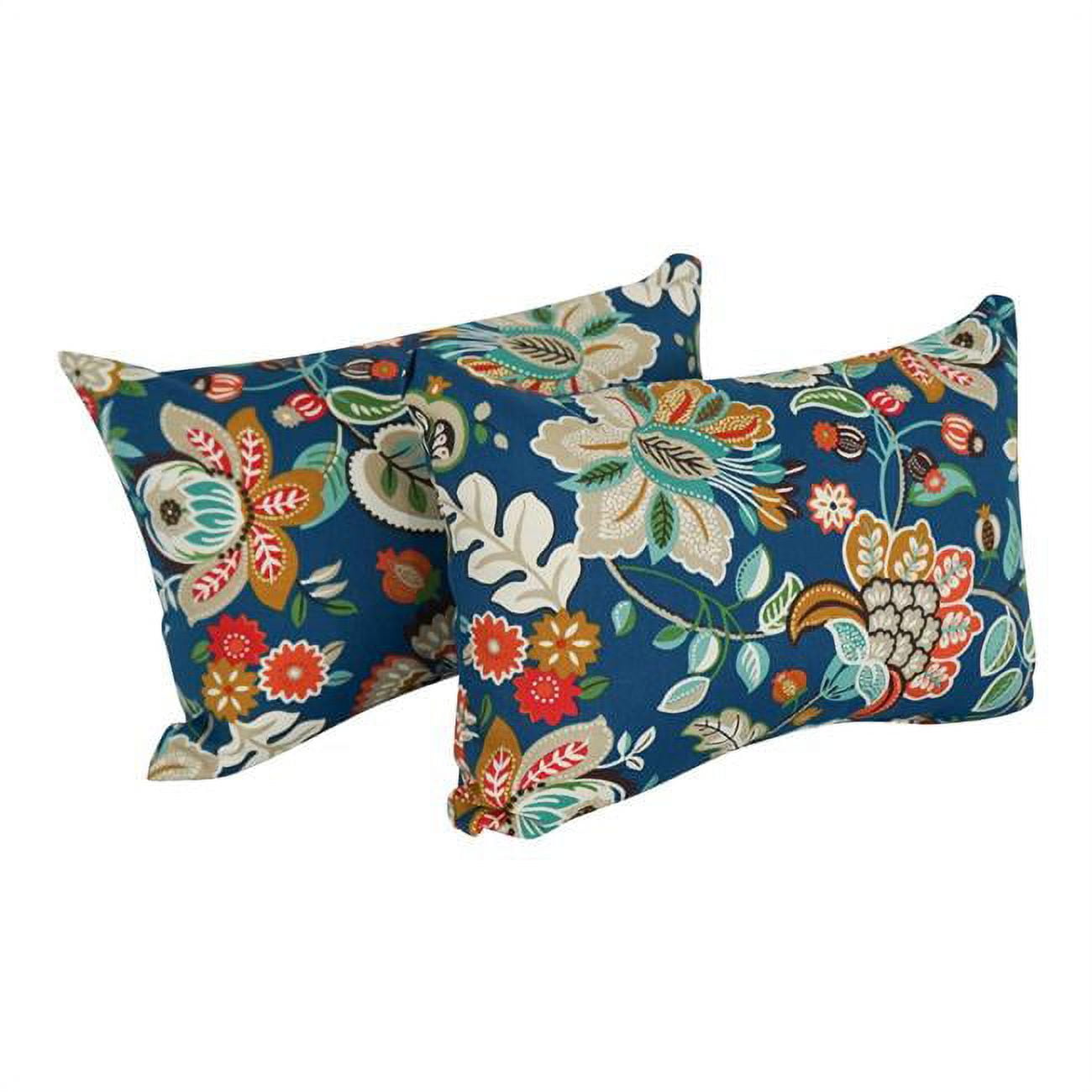9911-S2-REO-64 12 x 20 in. Rectangular Spun Poly Throw Pillows, Telfair Peacock - Set of 2
