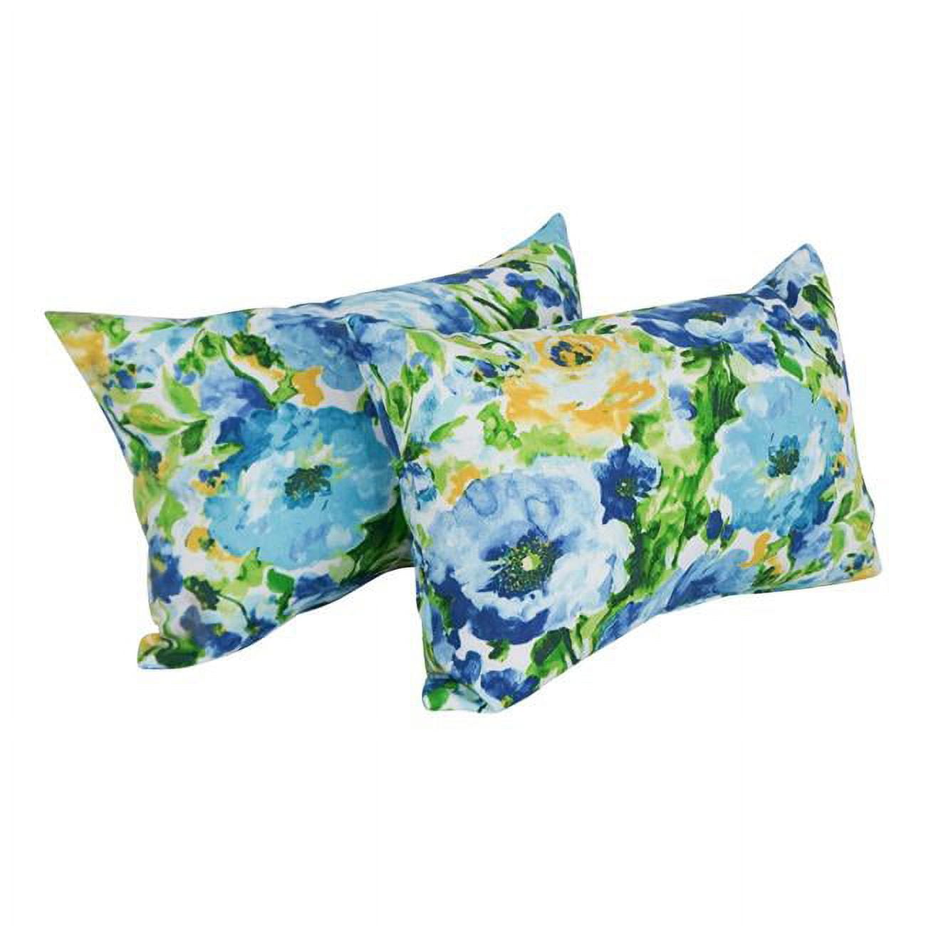 12 x 20 in. Rectangular Spun Poly Throw Pillows, Lesandra Sunblue - Set of 2