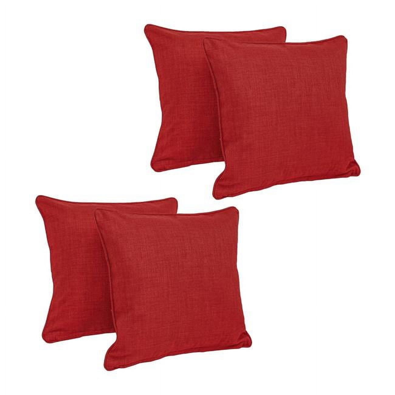 9810-CD-S4-REO-SOL-04 18 in. Double-Corded Solid Outdoor Spun Polyester Square Throw Pillows with Inserts, Paprika - Set of 4