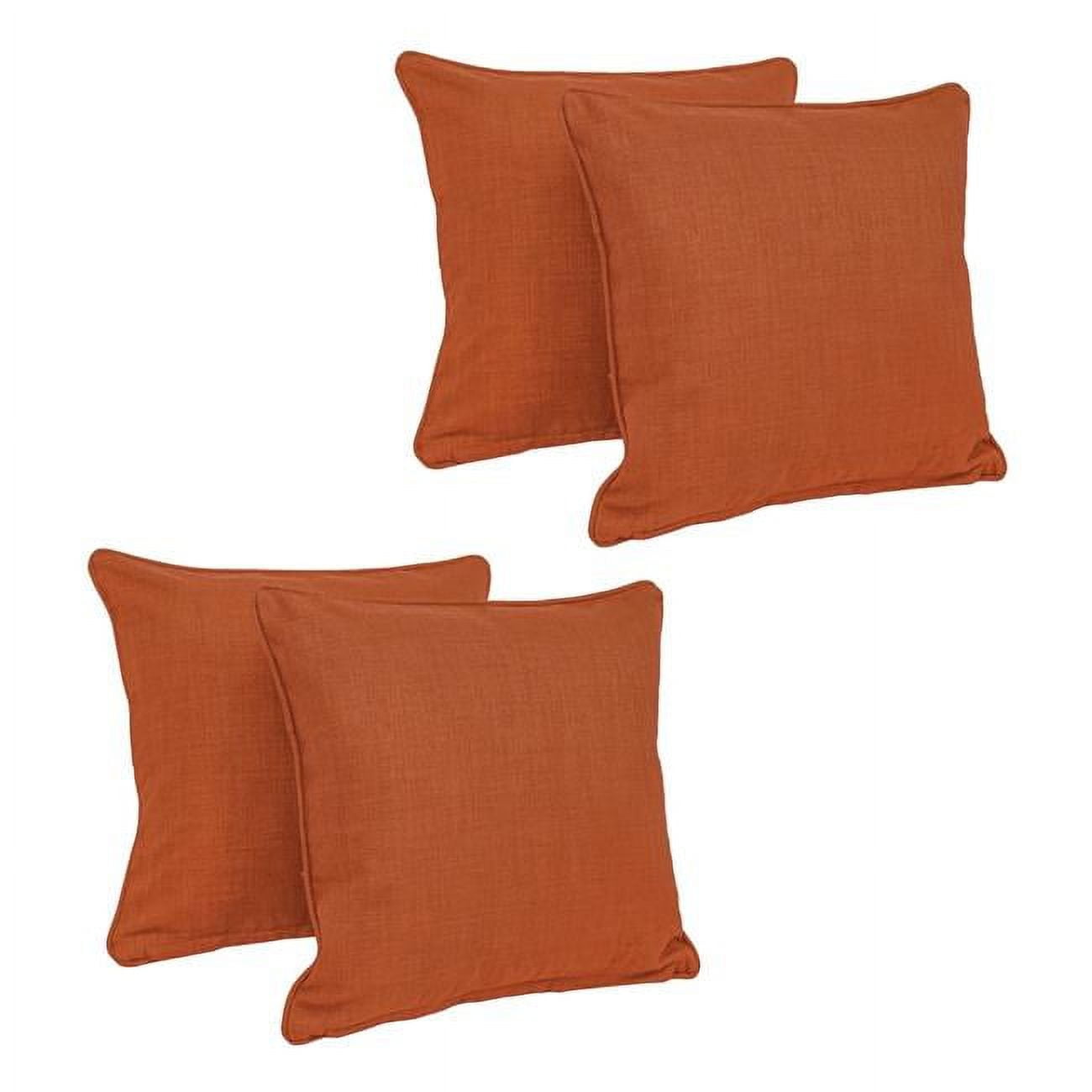 18 in. Double-Corded Solid Outdoor Spun Polyester Square Throw Pillows with Inserts, Cinnamon - Set of 4