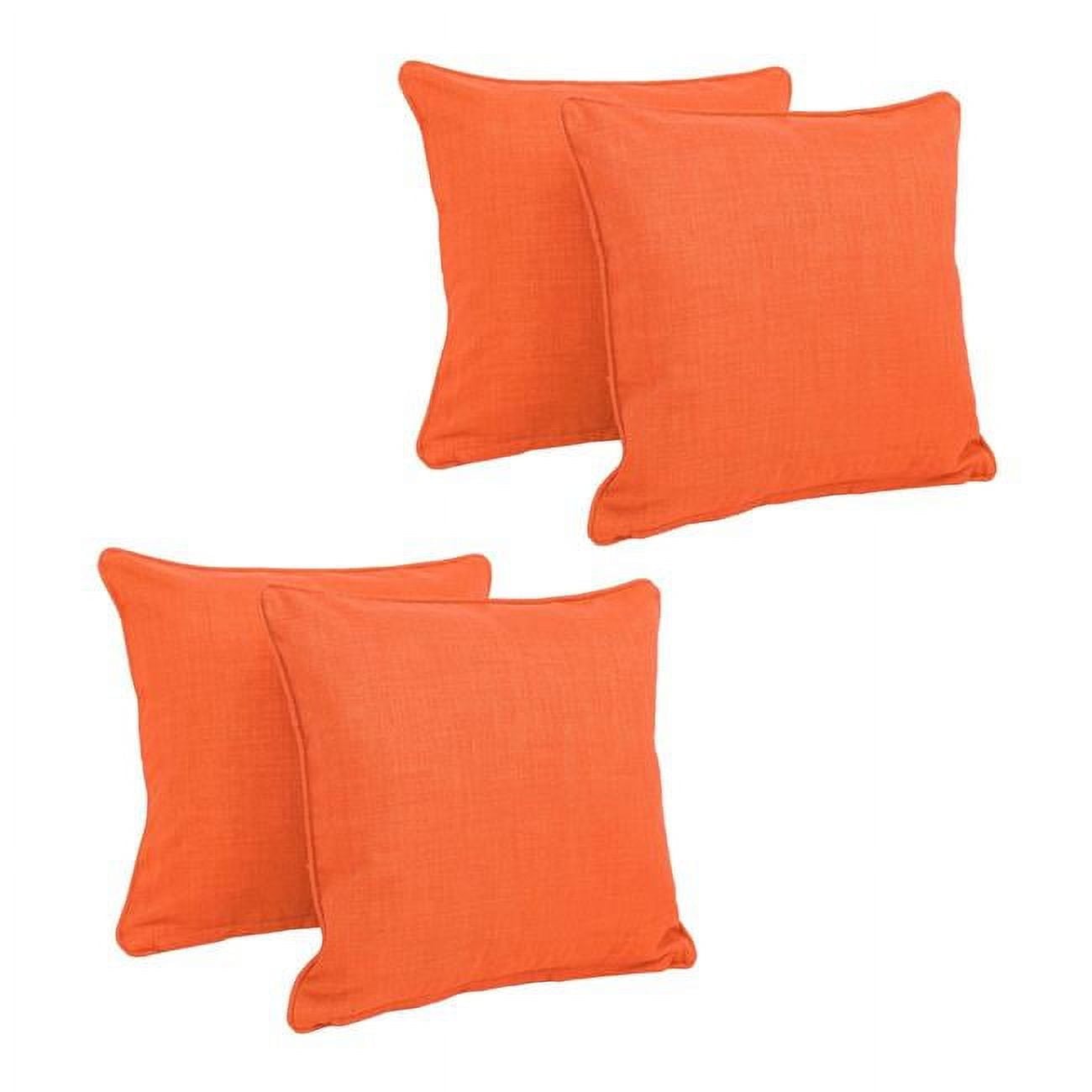 9810-CD-S4-REO-SOL-13 18 in. Double-Corded Solid Outdoor Spun Polyester Square Throw Pillows with Inserts, Tangerine Dream - Set of 4