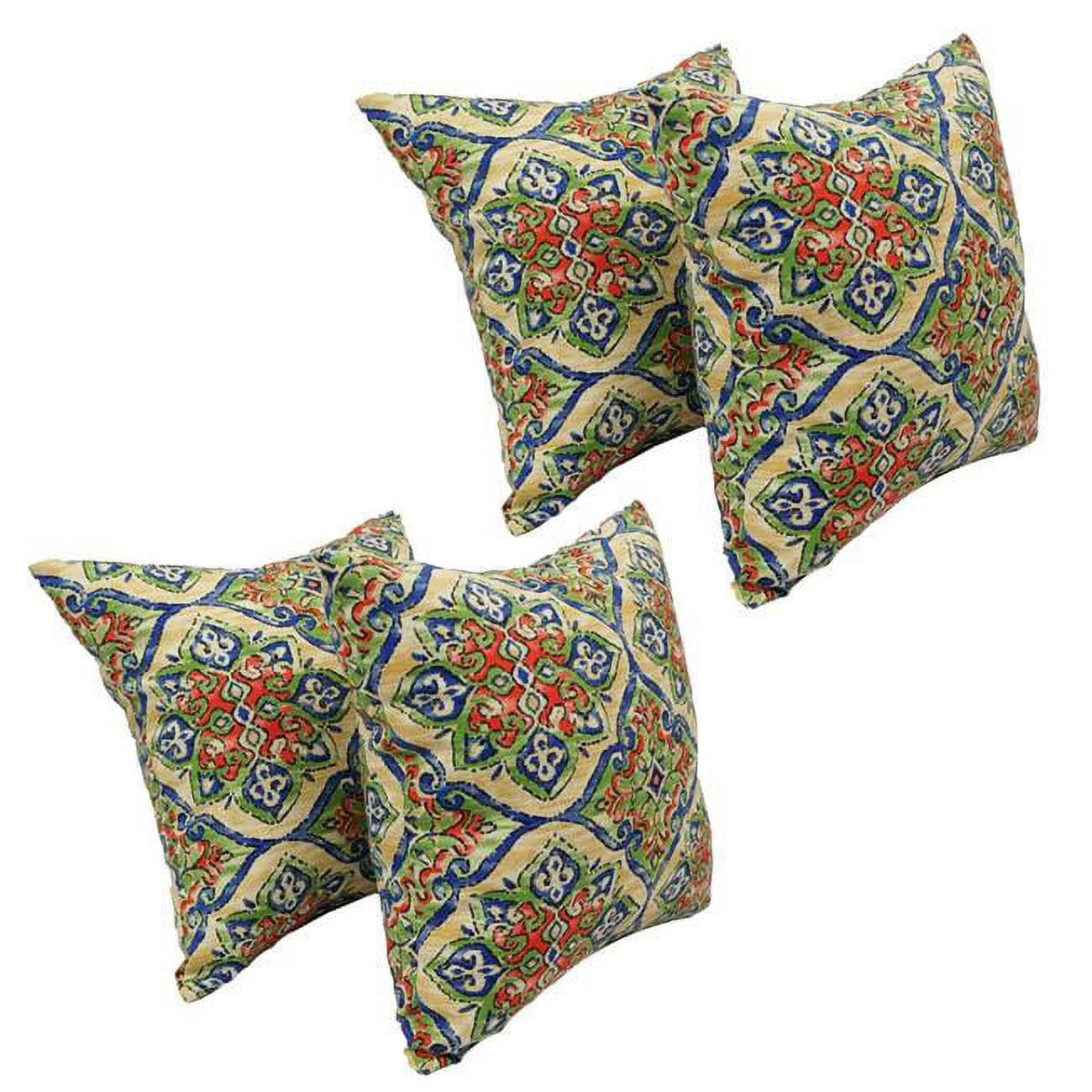 9910-S4-OD-189 17 in. Square Polyester Outdoor Throw Pillows, Splendor Festive - Set of 4