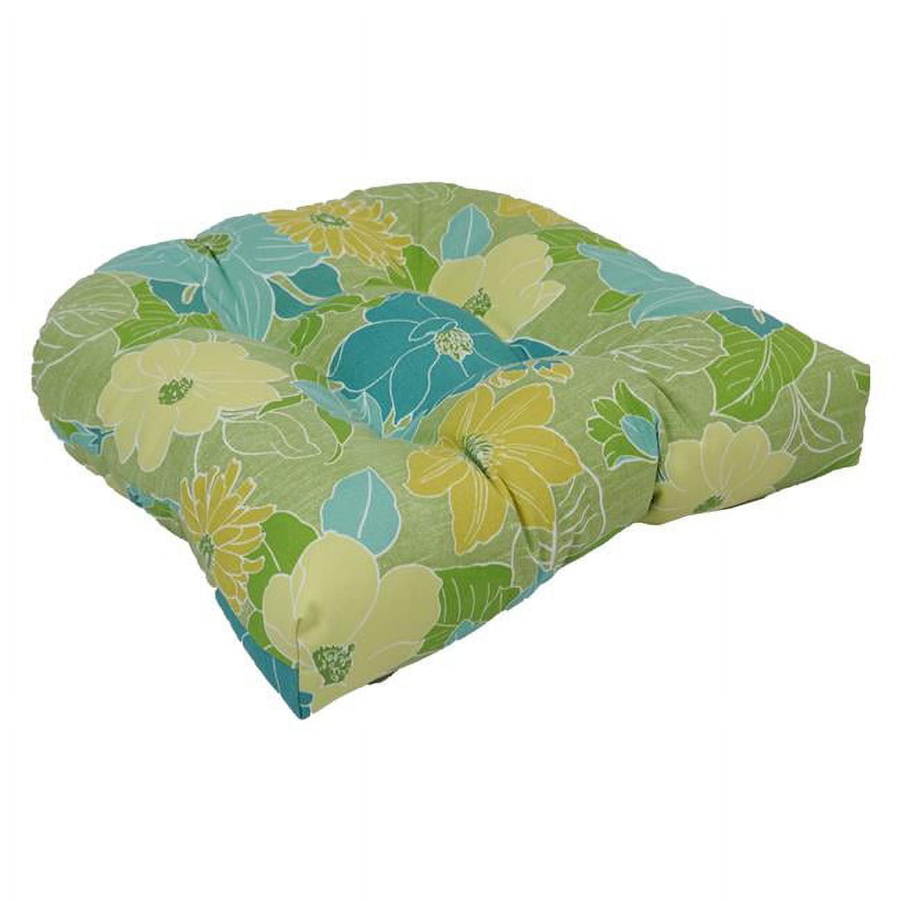 Picture of Blazing Needles 93184-1CH-OD-179 19 in. U-Shaped Spun Polyester Outdoor Tufted Dining Chair Cushion, Mcyvonne Aloe