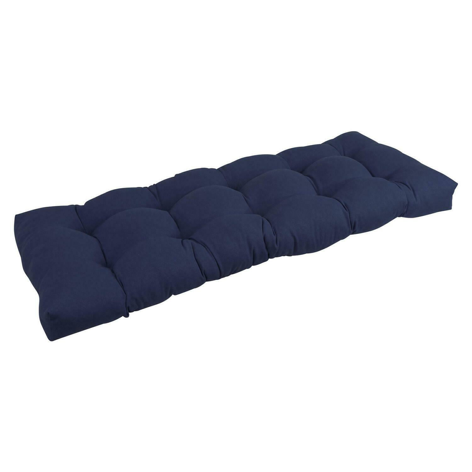 51 x 19 in. Tufted Solid Twill Bench Cushion, Navy