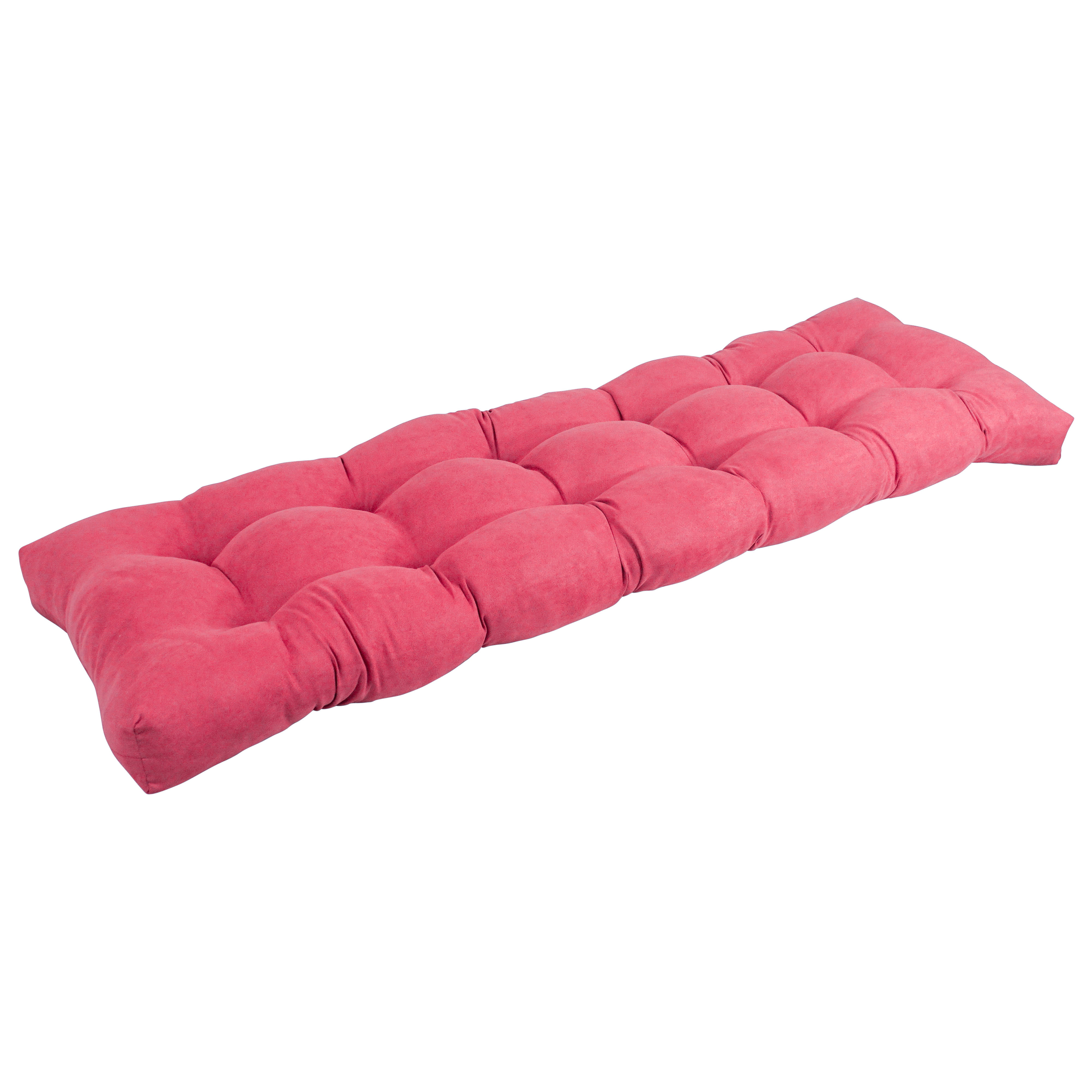 55 x 19 in. Tufted Solid Microsuede Bench Cushion, Bery Berry