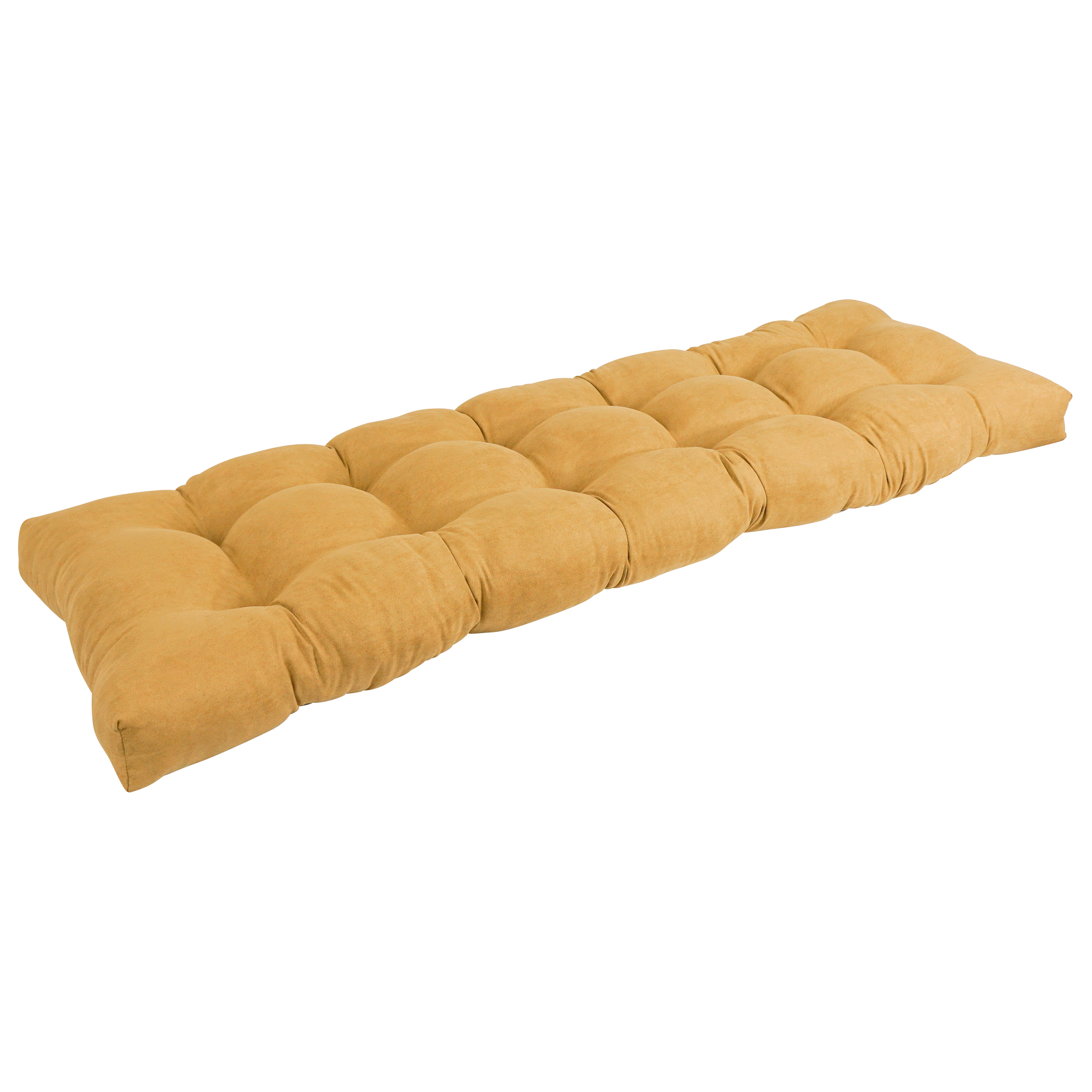 55 x 19 in. Tufted Solid Microsuede Bench Cushion, Lemon