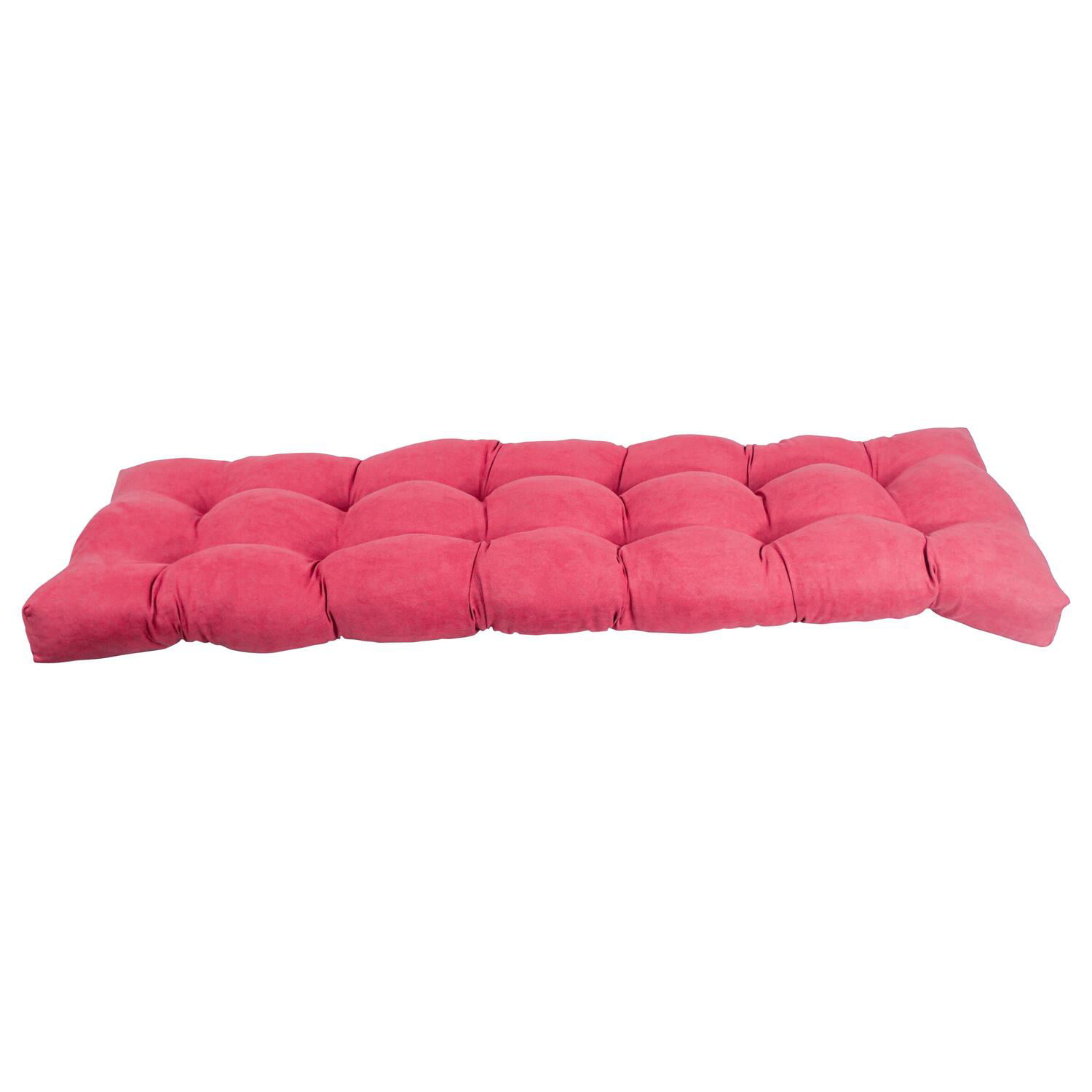 60 x 19 in. Tufted Solid Microsuede Bench Cushion, Bery Berry